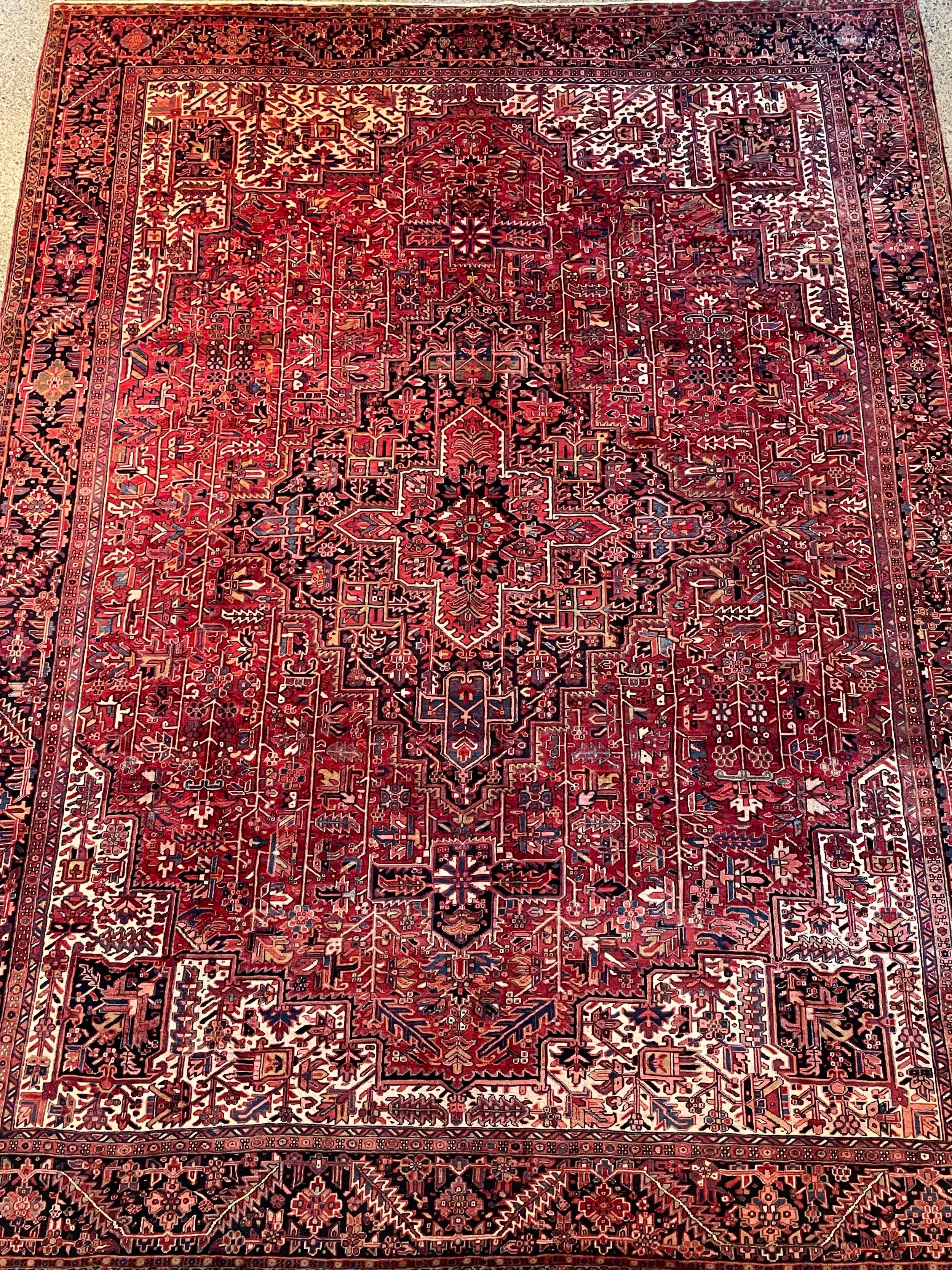 Semi-Antique Wool Heriz Rug (12x15)