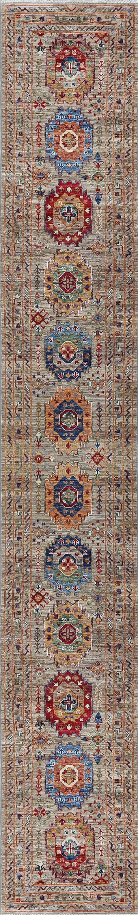 Contemporary Tribal Wool Rug Runner (2'6" x 18'10")