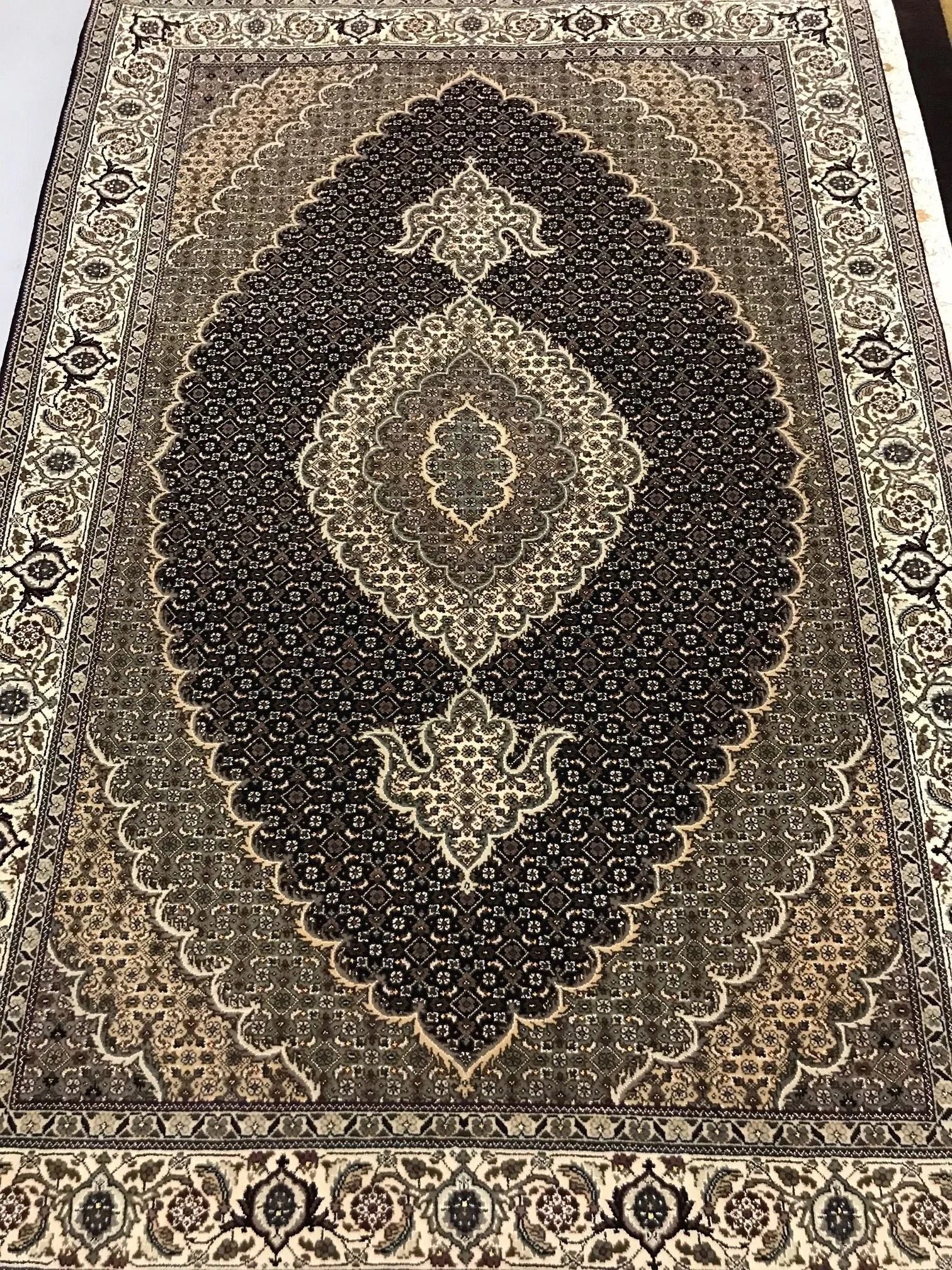 Indo Tabriz Wool & Silk Rug (4x6)