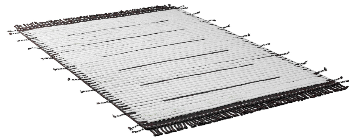 A hand-knotted modern wool rug in a neutral colour combination.