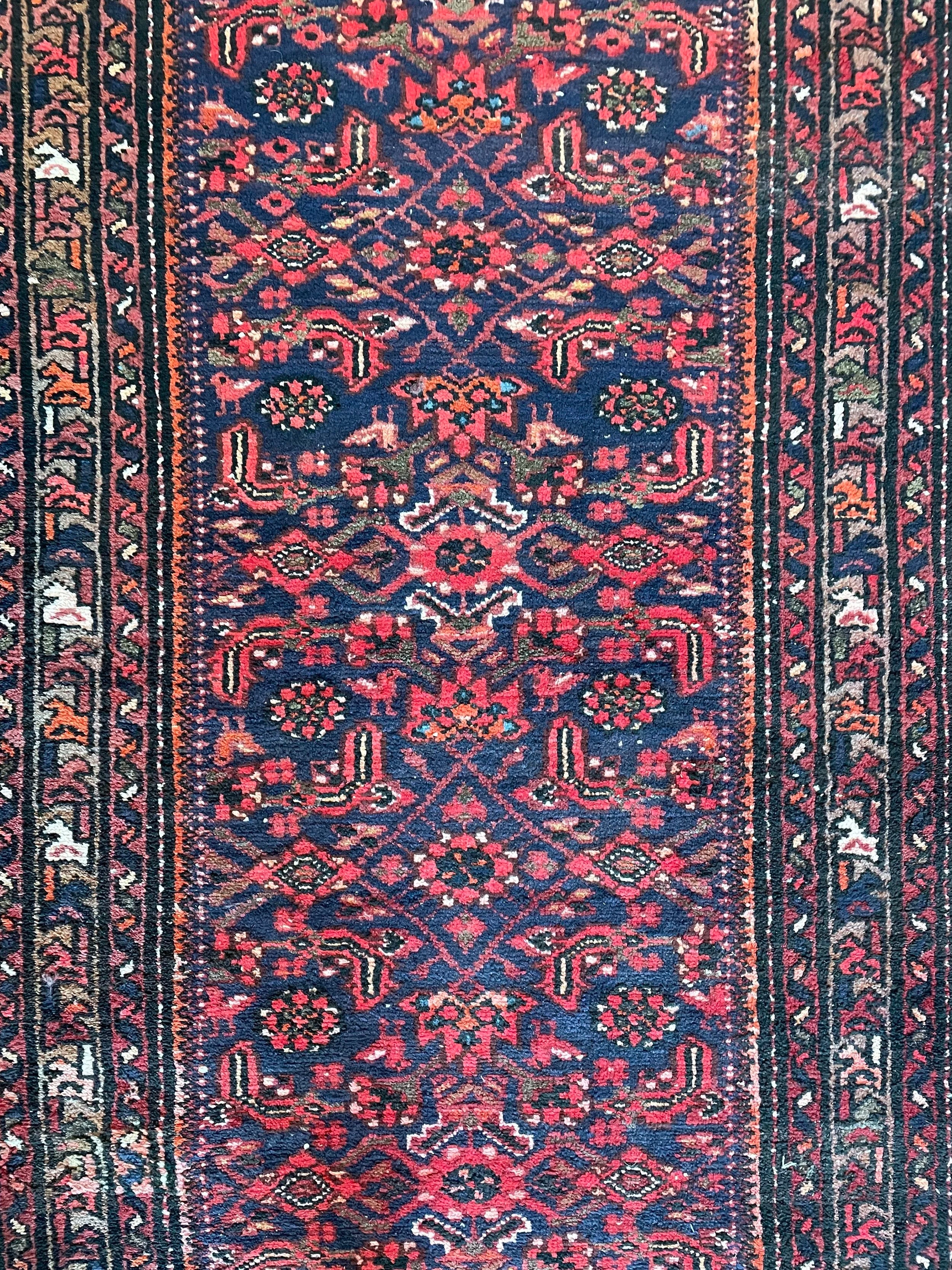 Hamedan Vintage Wool Rug Runner (3'5" x 9'8")