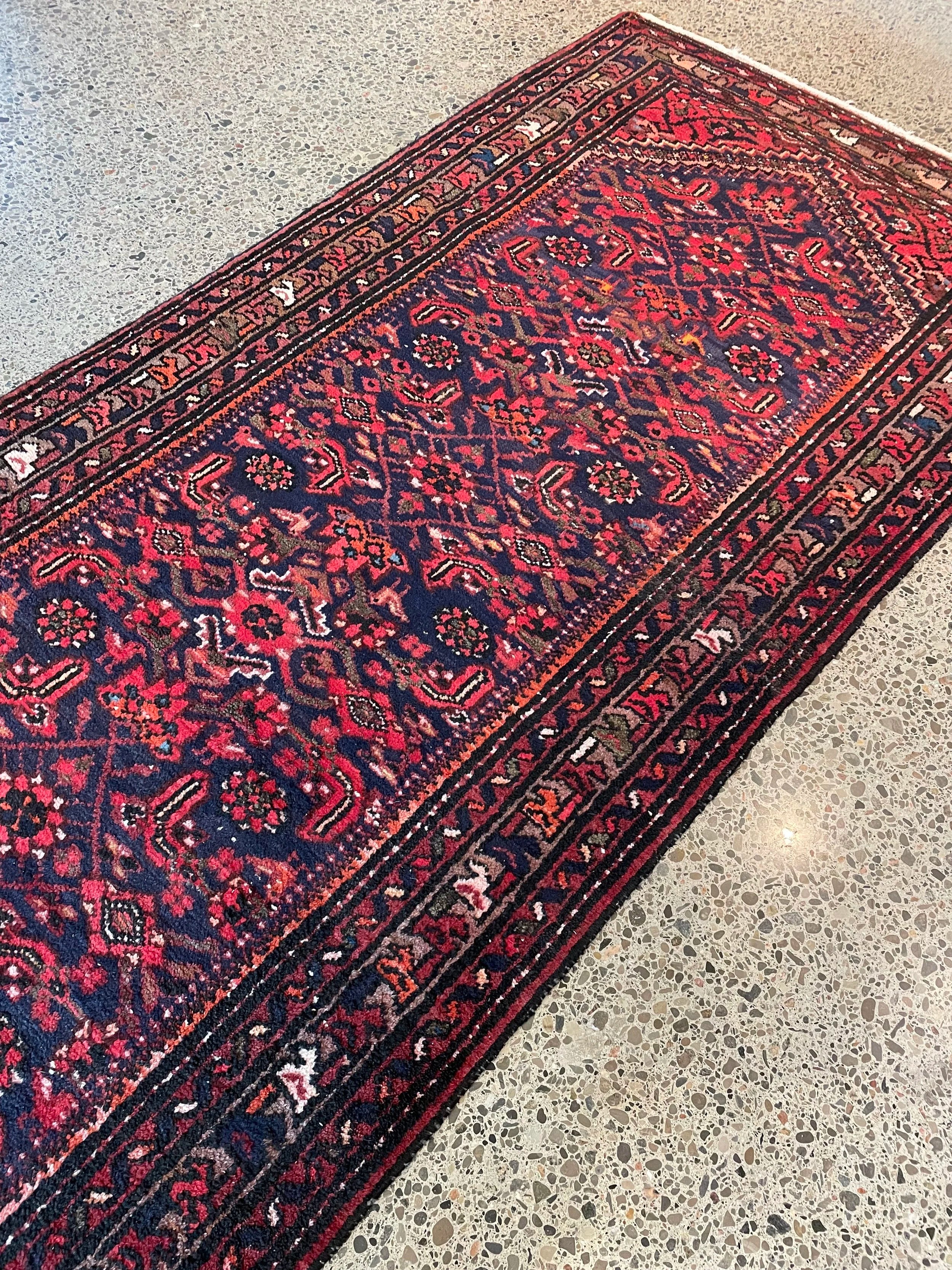 Hamedan Vintage Wool Rug Runner (3'5" x 9'8")