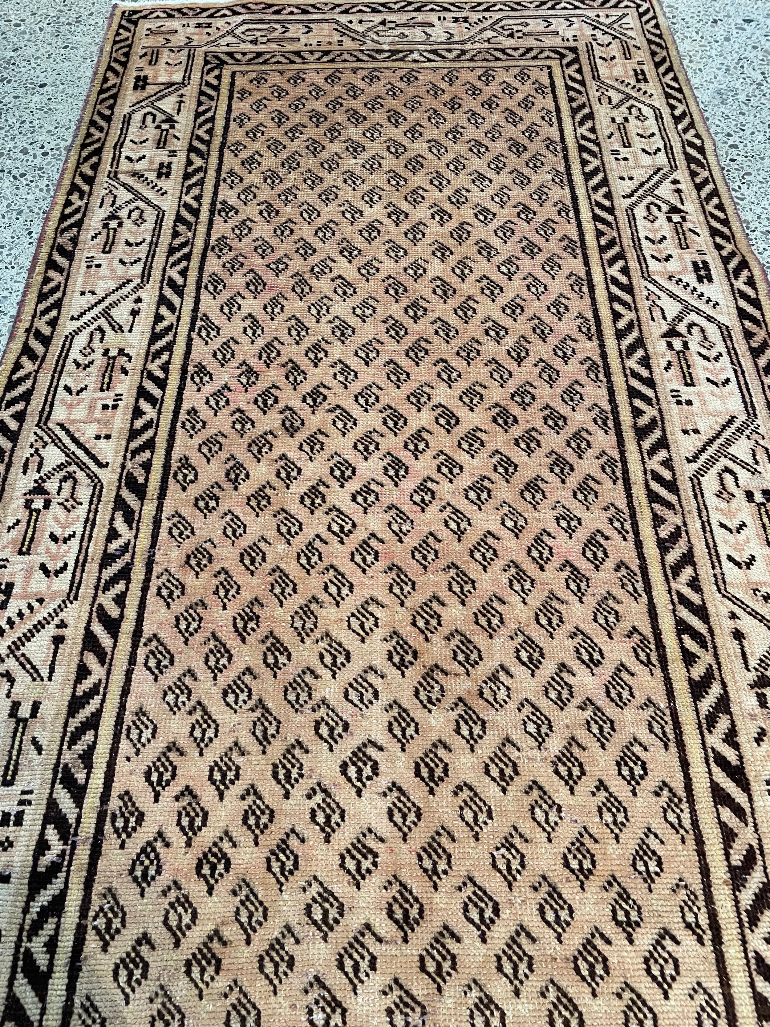 Neutral Vintage Wool Runner Rug (3'4" x 10'0")