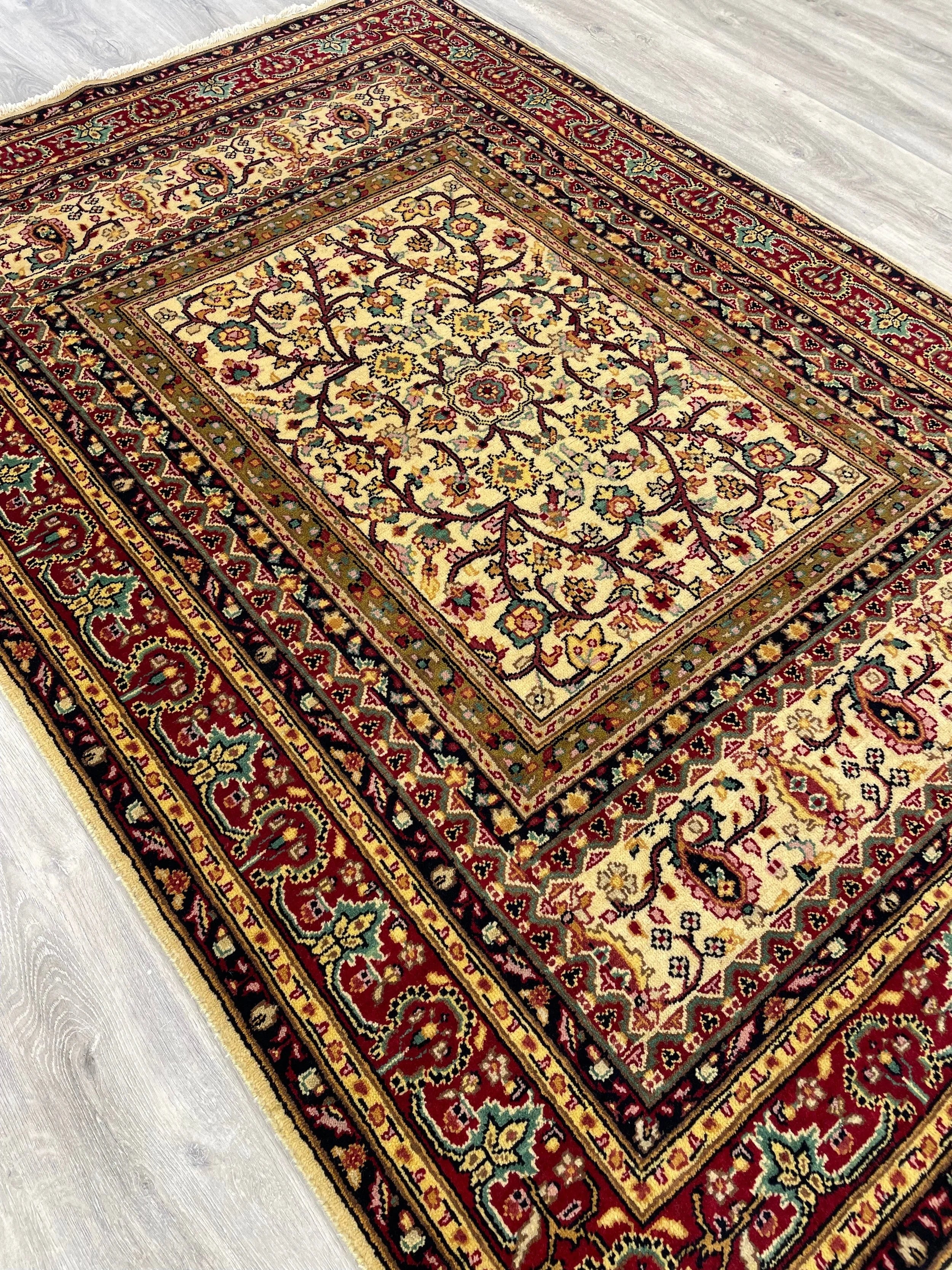 Indo Tabriz Wool Rug (4'0" x 5'11")