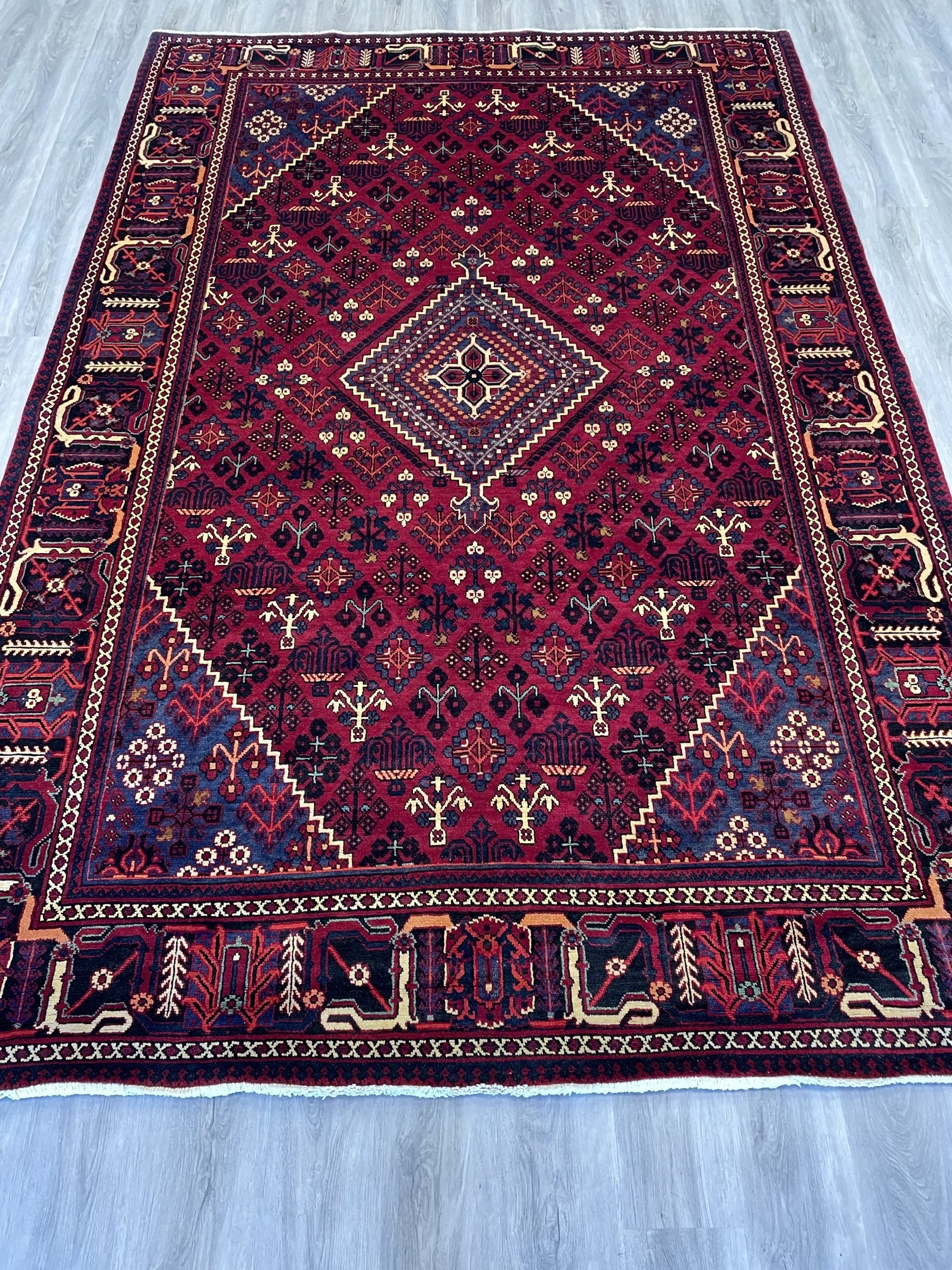 Joshaghan Deep Red Wool Rug (7'0" x 10'4")