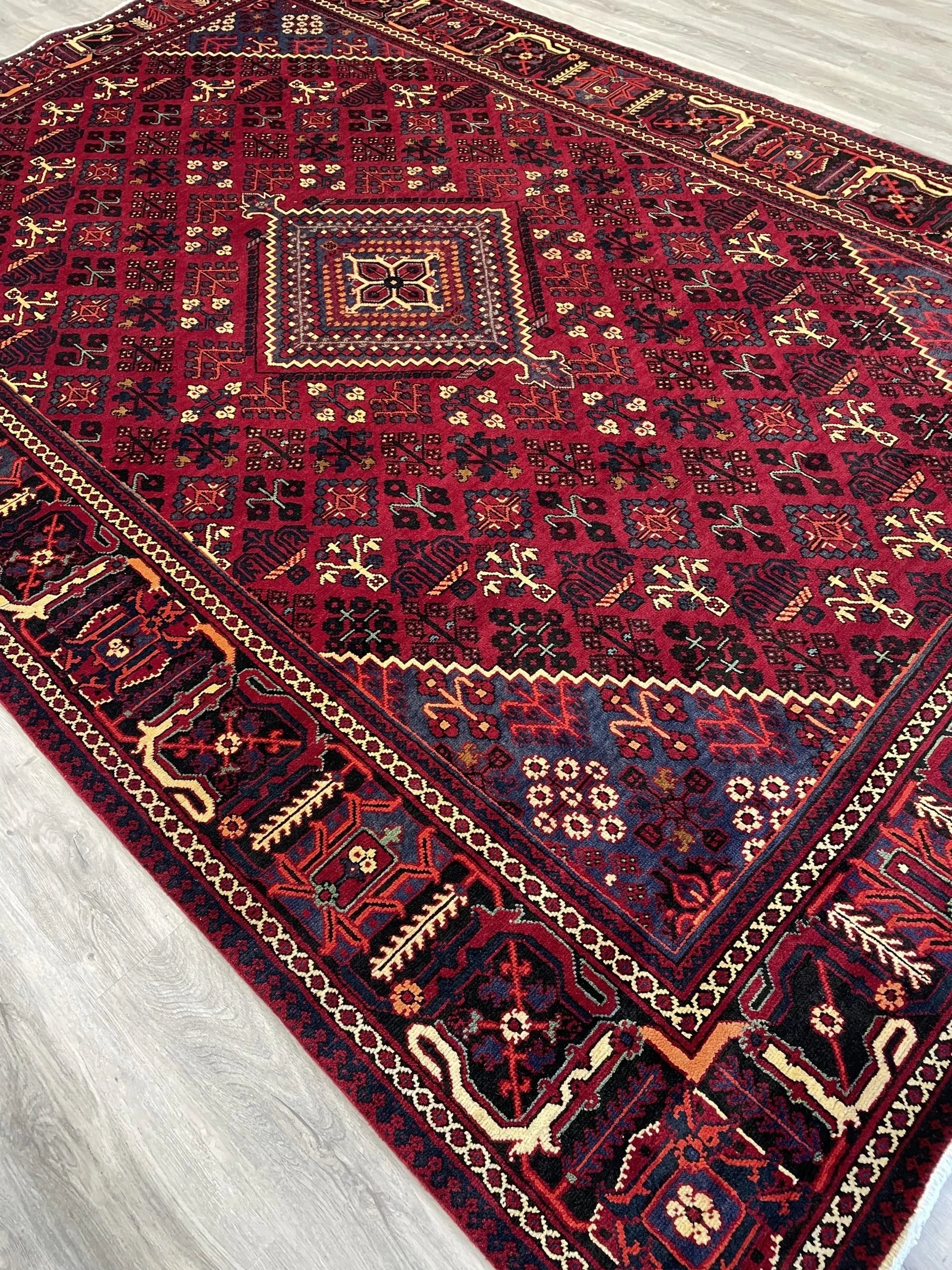 Joshaghan Deep Red Wool Rug (7'0" x 10'4")