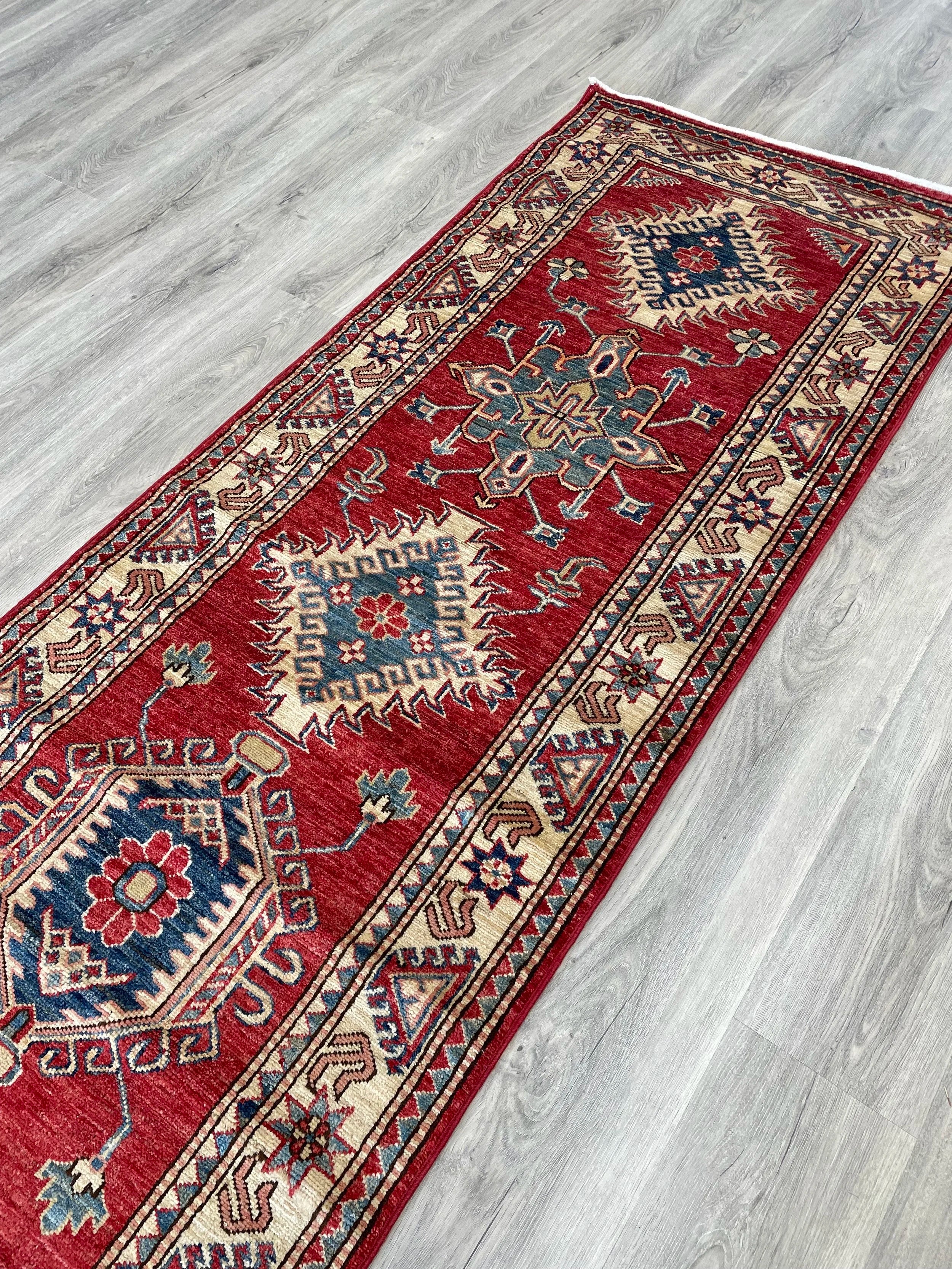 Contemporary Tribal Wool Runner Rug (2'6" x 10'2")