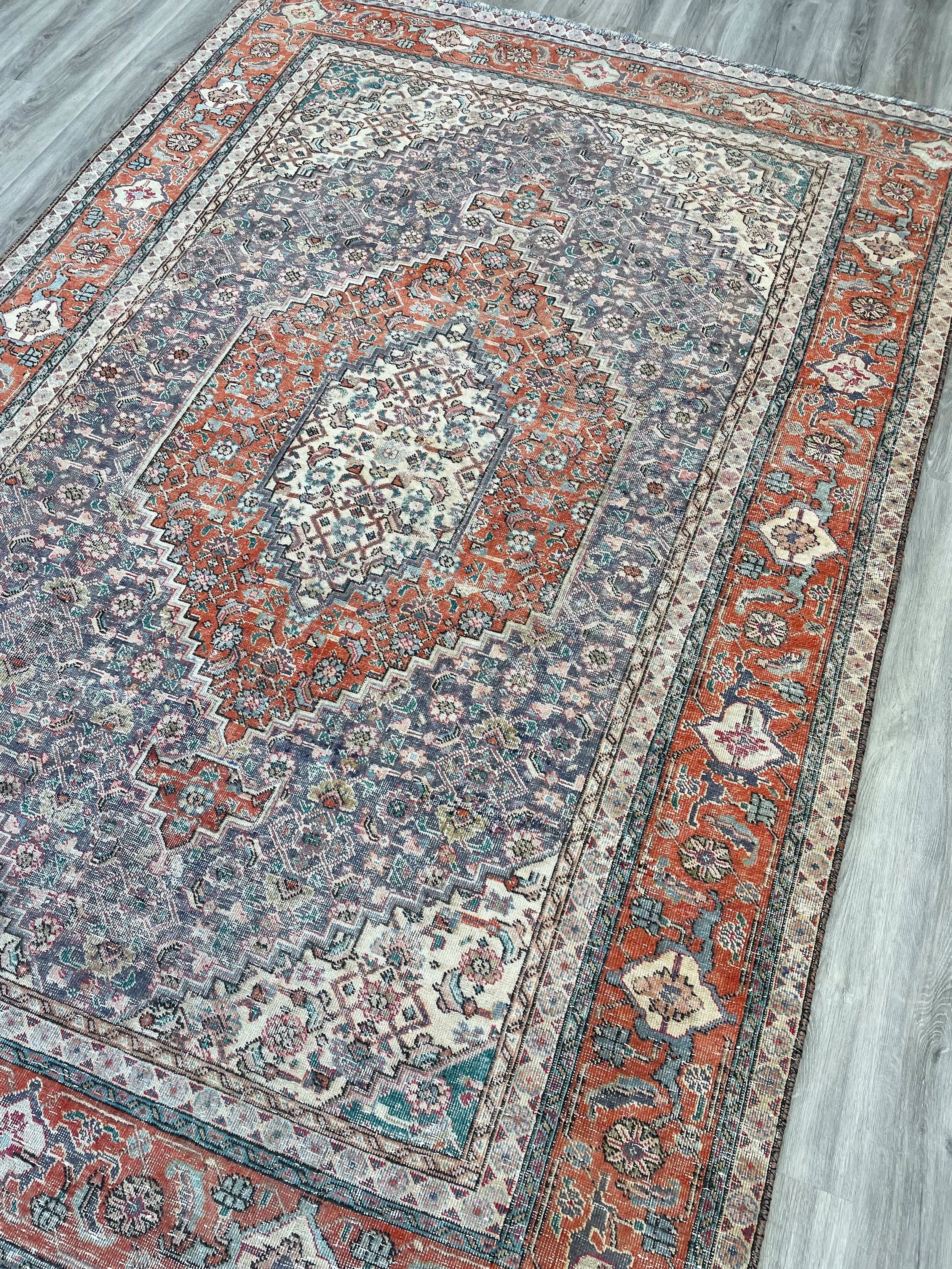 Distressed Vintage Wool Rug (6'4" x 9'5")