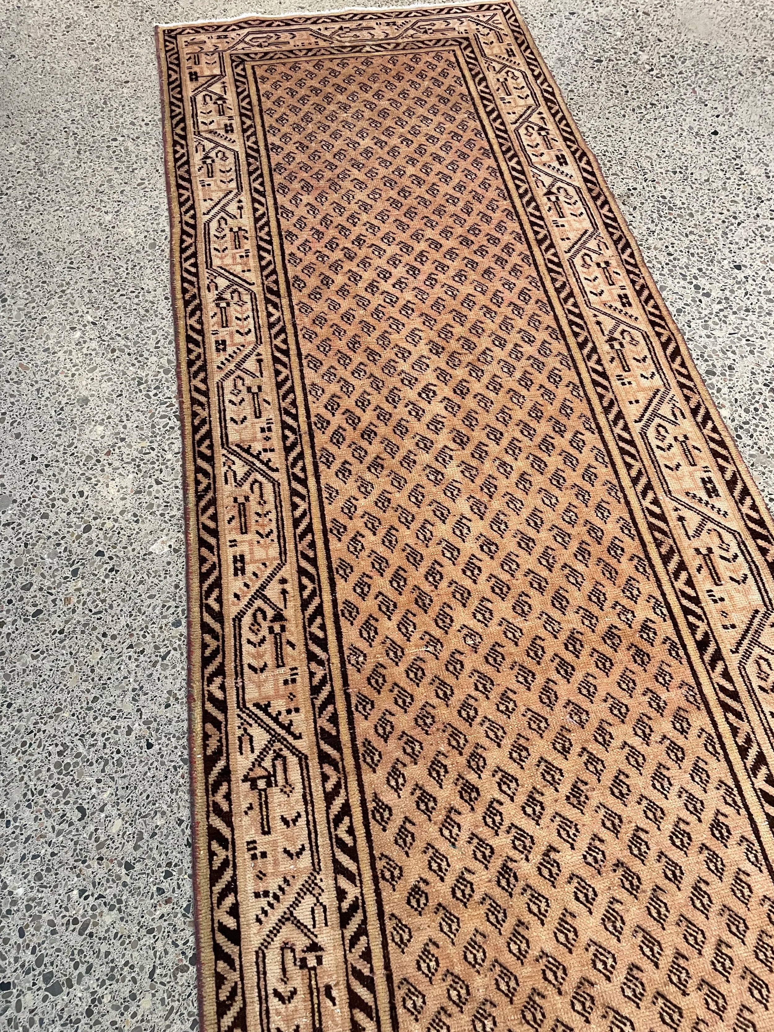 Neutral Vintage Wool Runner Rug (3'4" x 10'0")