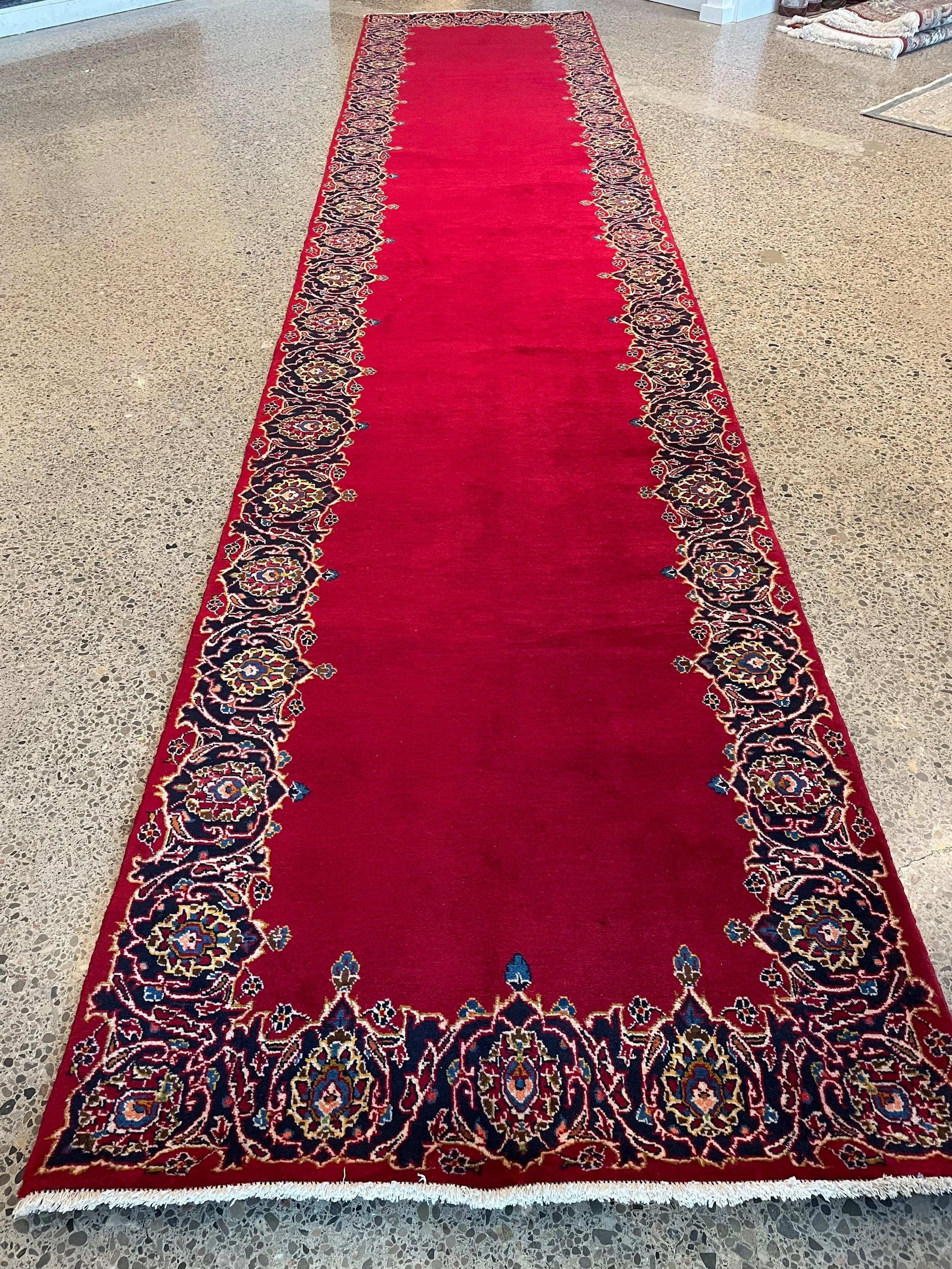 Kashan Wool Rug Runner (3'5" x 16'0)