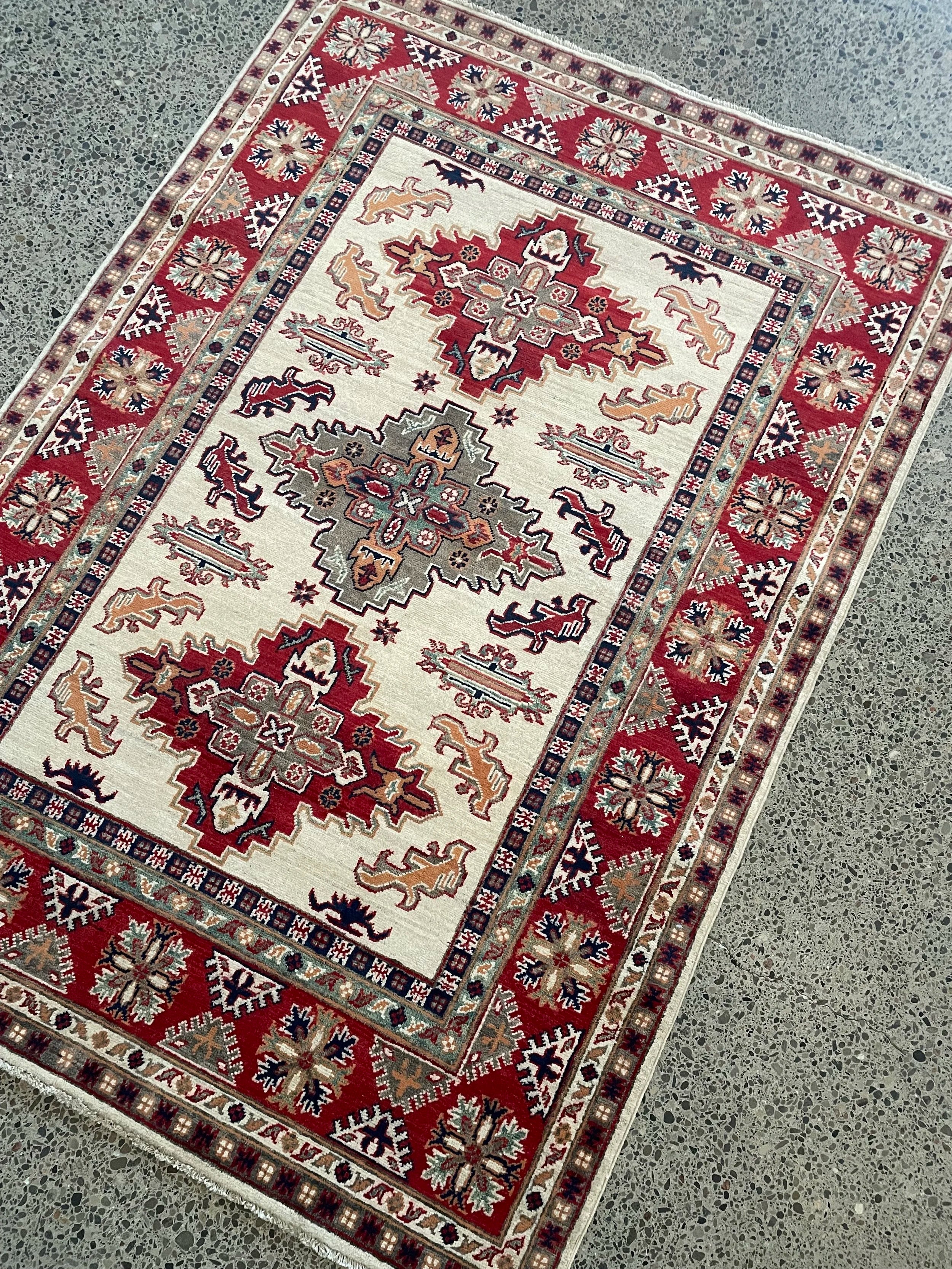 Kazak Wool Rug (4'10" x 6'9")