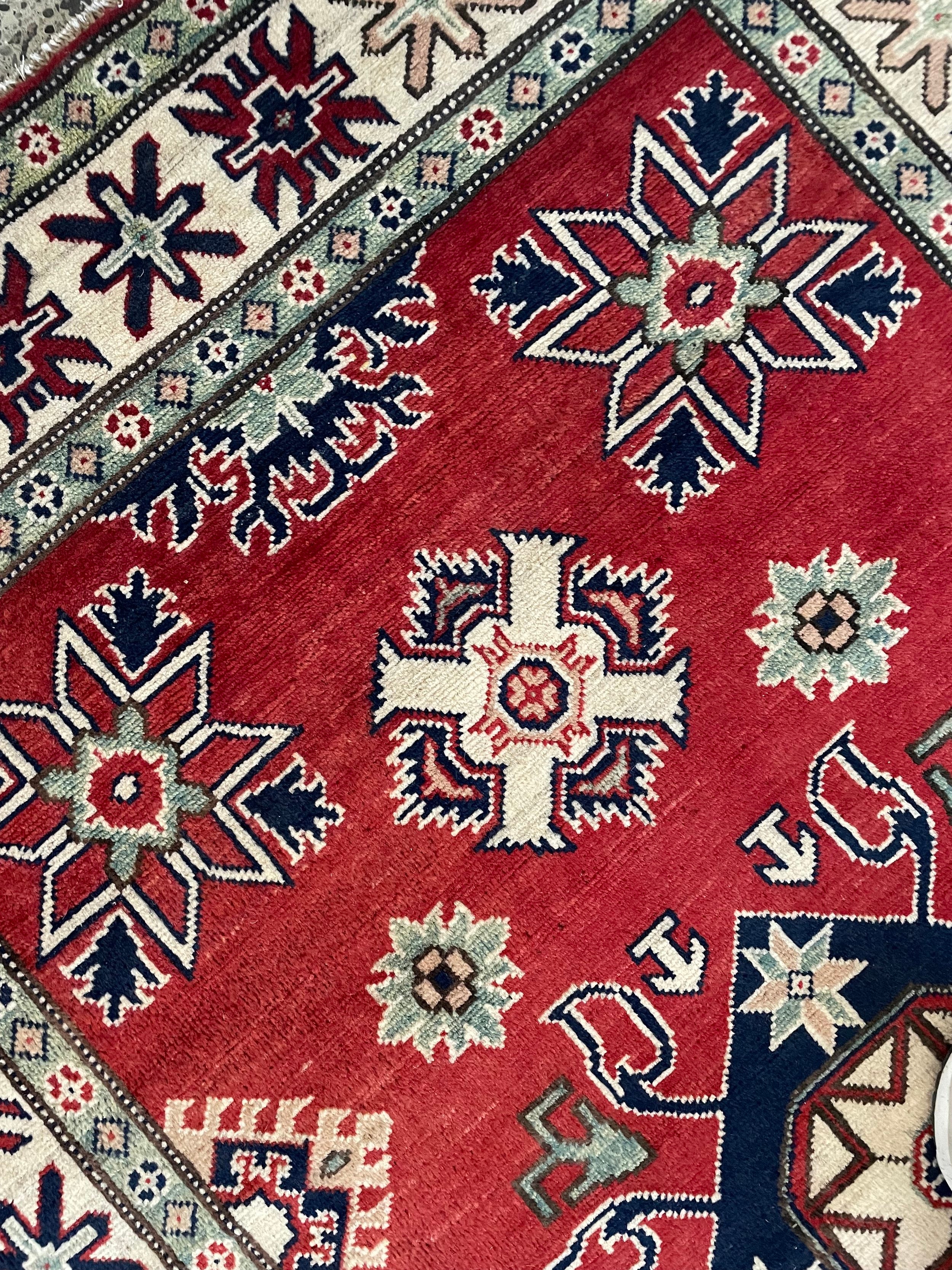 Kazak Wool Rug (4'1" x 6'2")