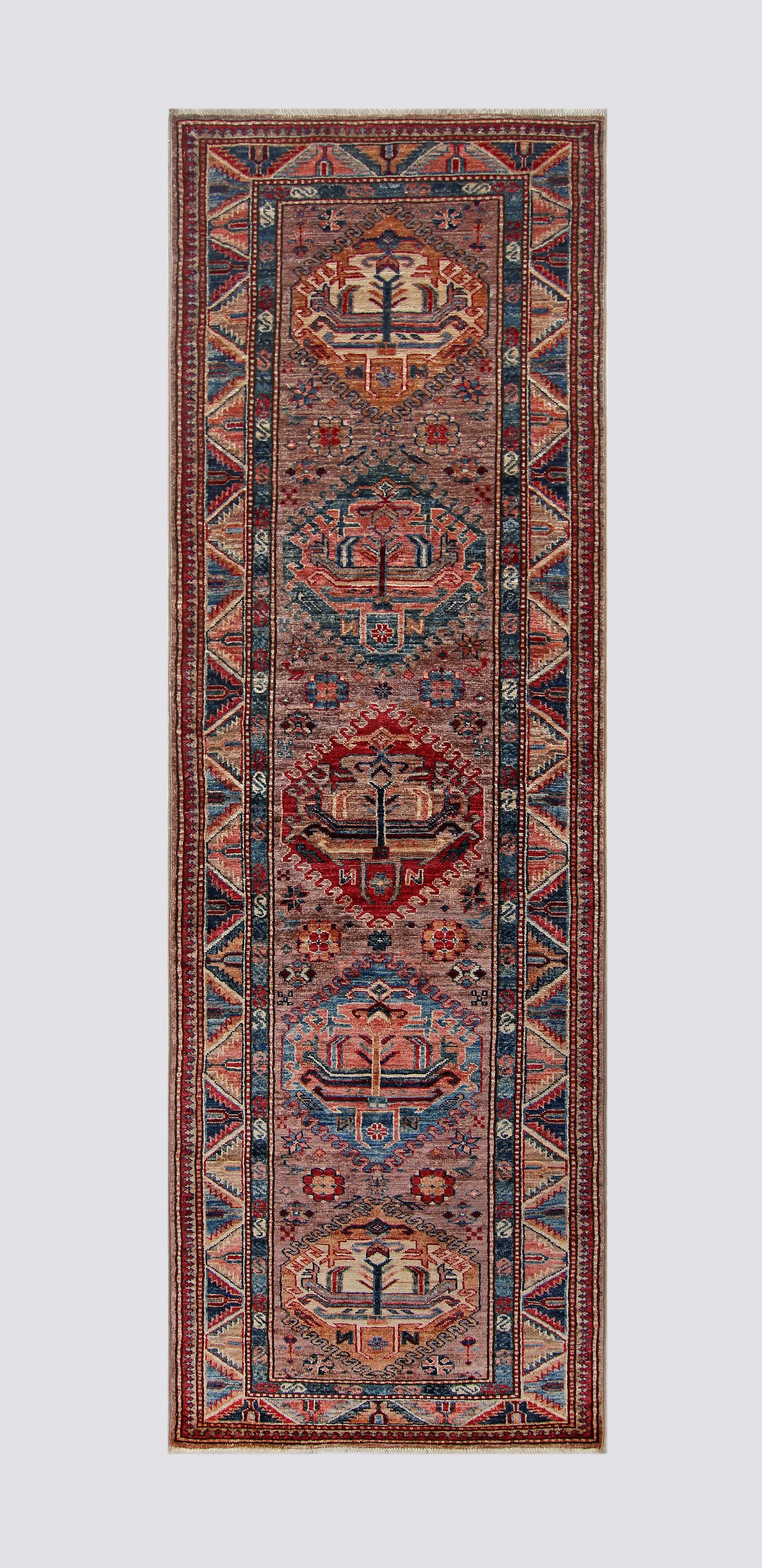 Contemporary Tribal Wool Rug Runner (2'7" x 8'3" )