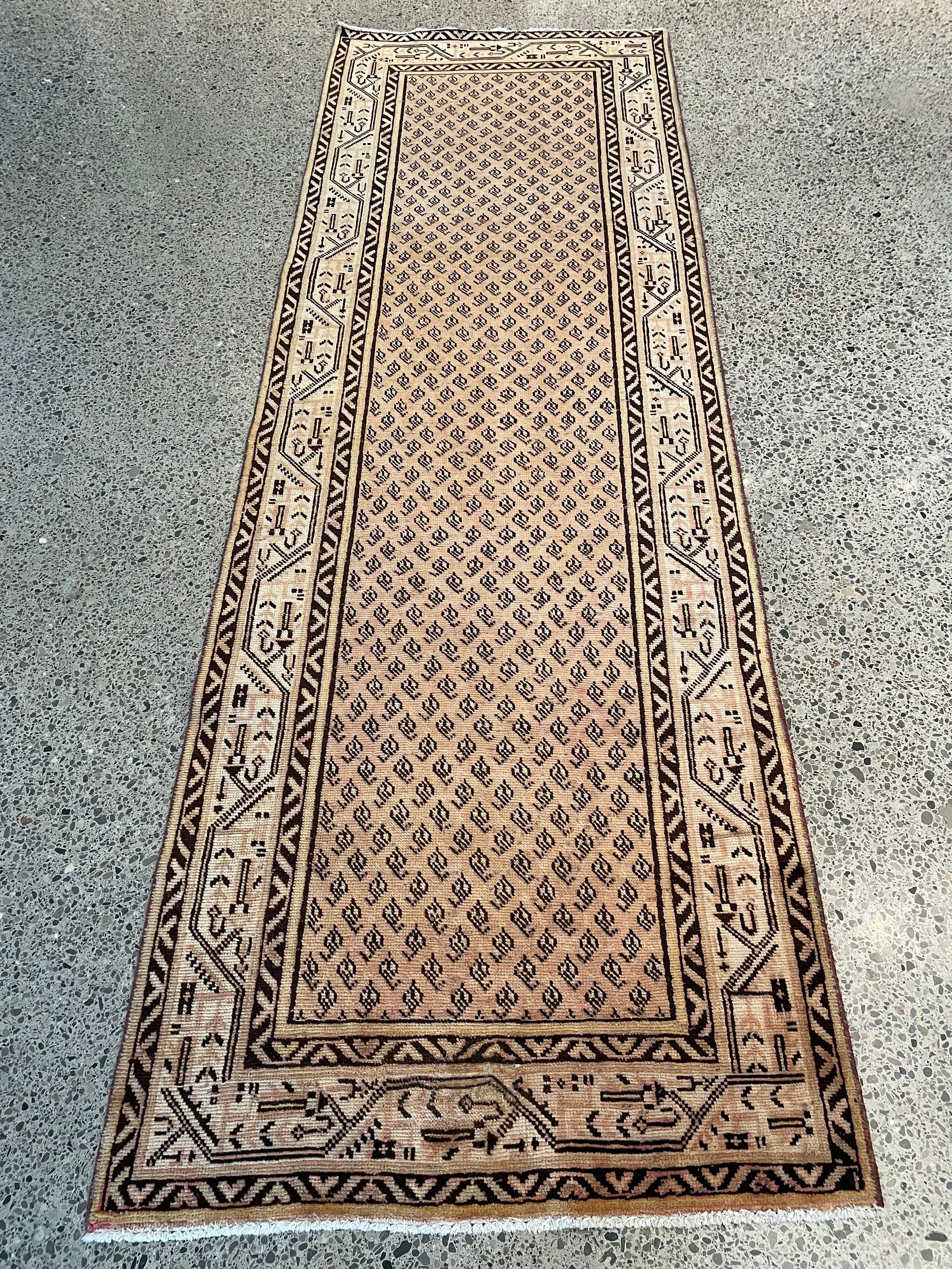 Neutral Vintage Wool Runner Rug (3'4" x 10'0")