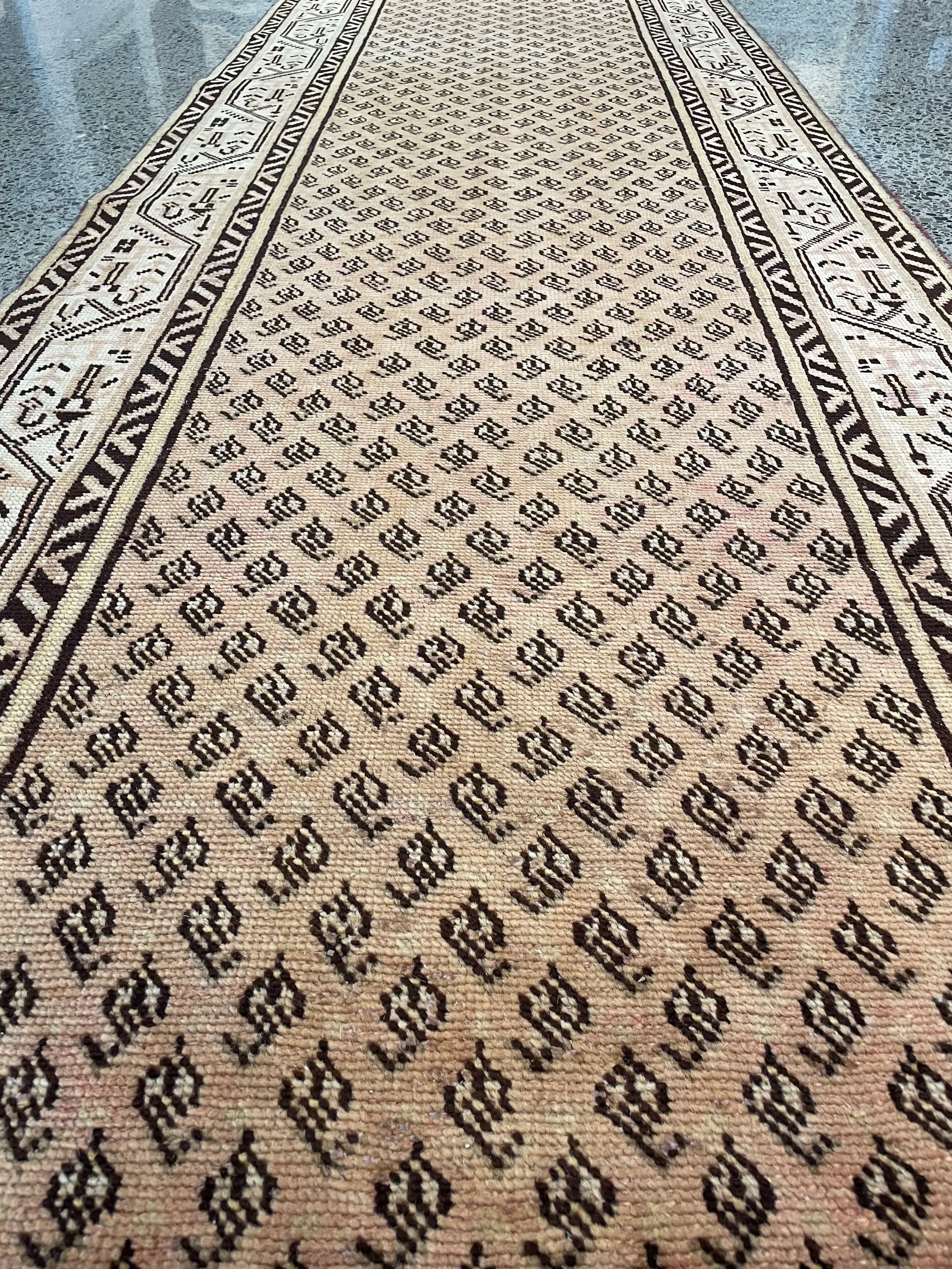 Neutral Vintage Wool Runner Rug (3'4" x 10'0")
