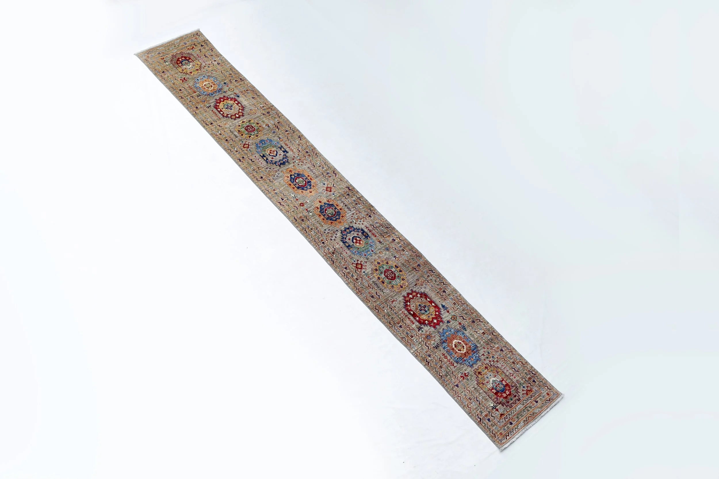 Contemporary Tribal Wool Rug Runner (2'6" x 18'10")