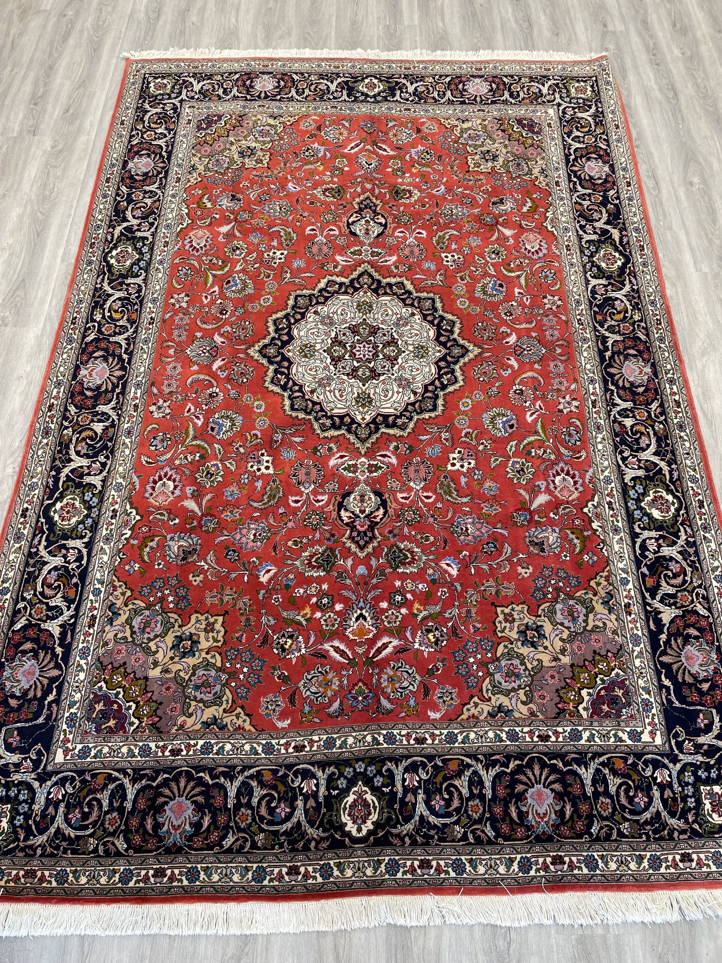 Tabriz Wool & Silk Rug (6'6" x 9'11")