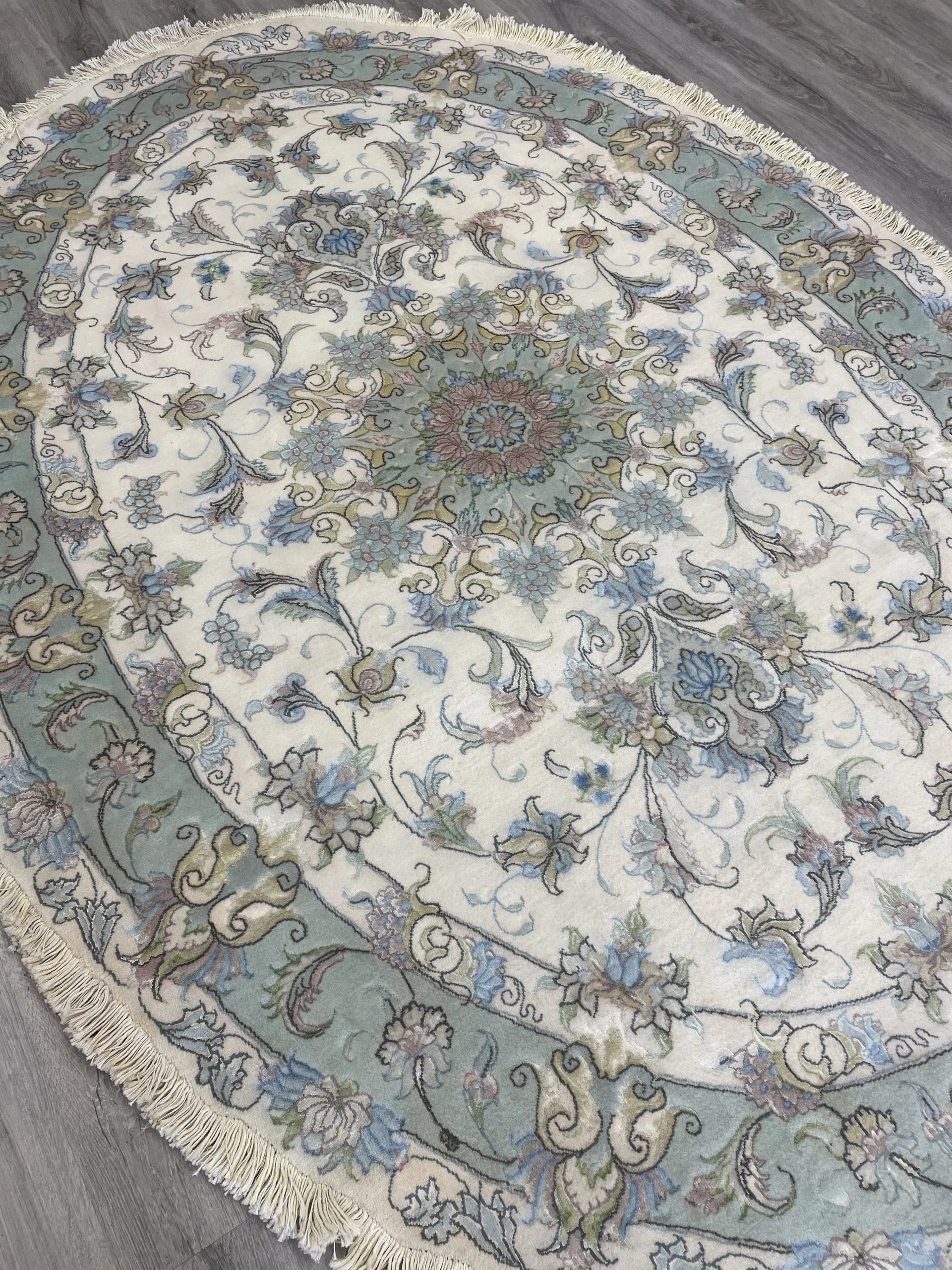 Tabriz Wool & Silk Oval Rug (4'6" x 6'4")
