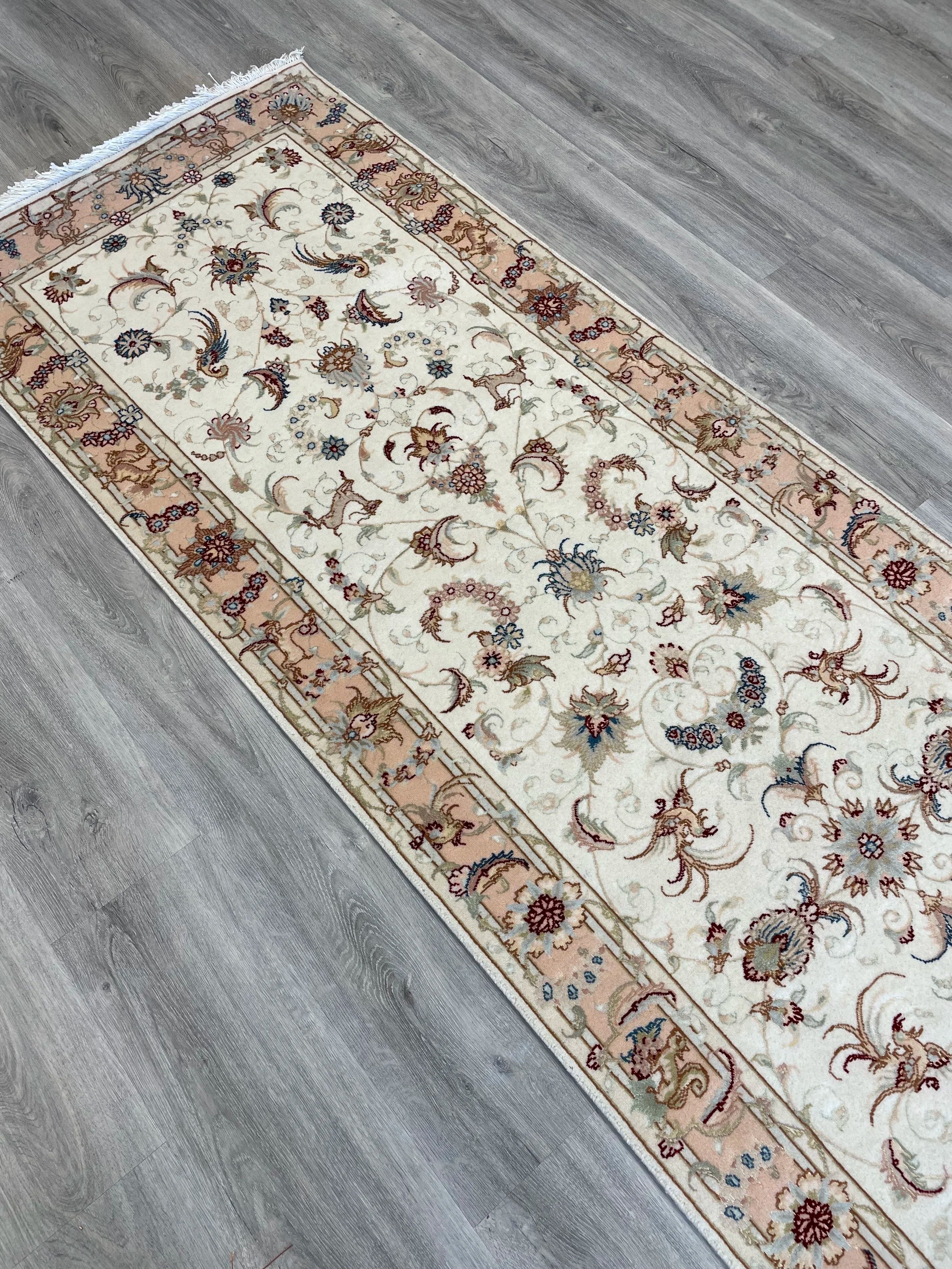 Tabriz Wool and Silk Rug (2'6" x 10'0")