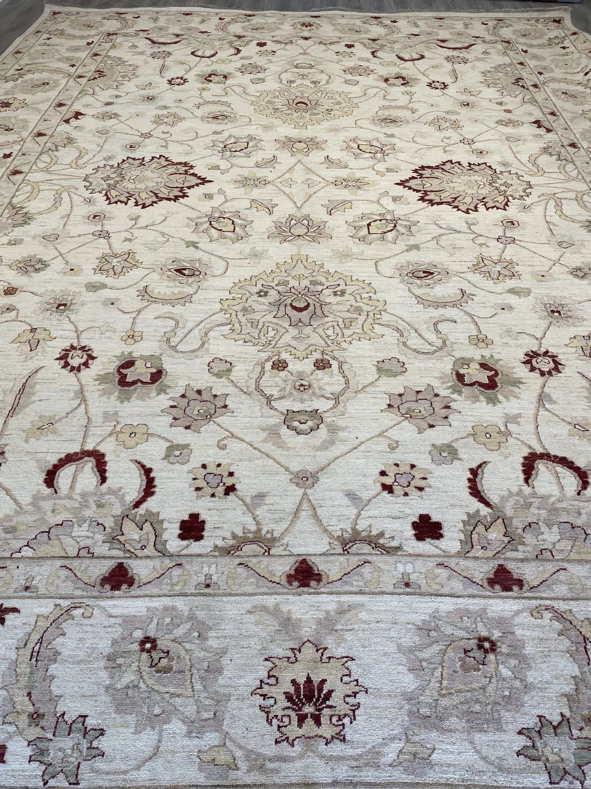 Cream Chobi Wool Rug (12'0" x 15'8")