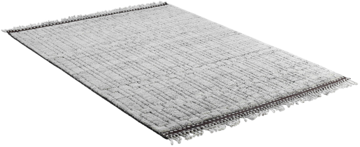 A hand-knotted modern wool rug in a neutral grey colour combination.