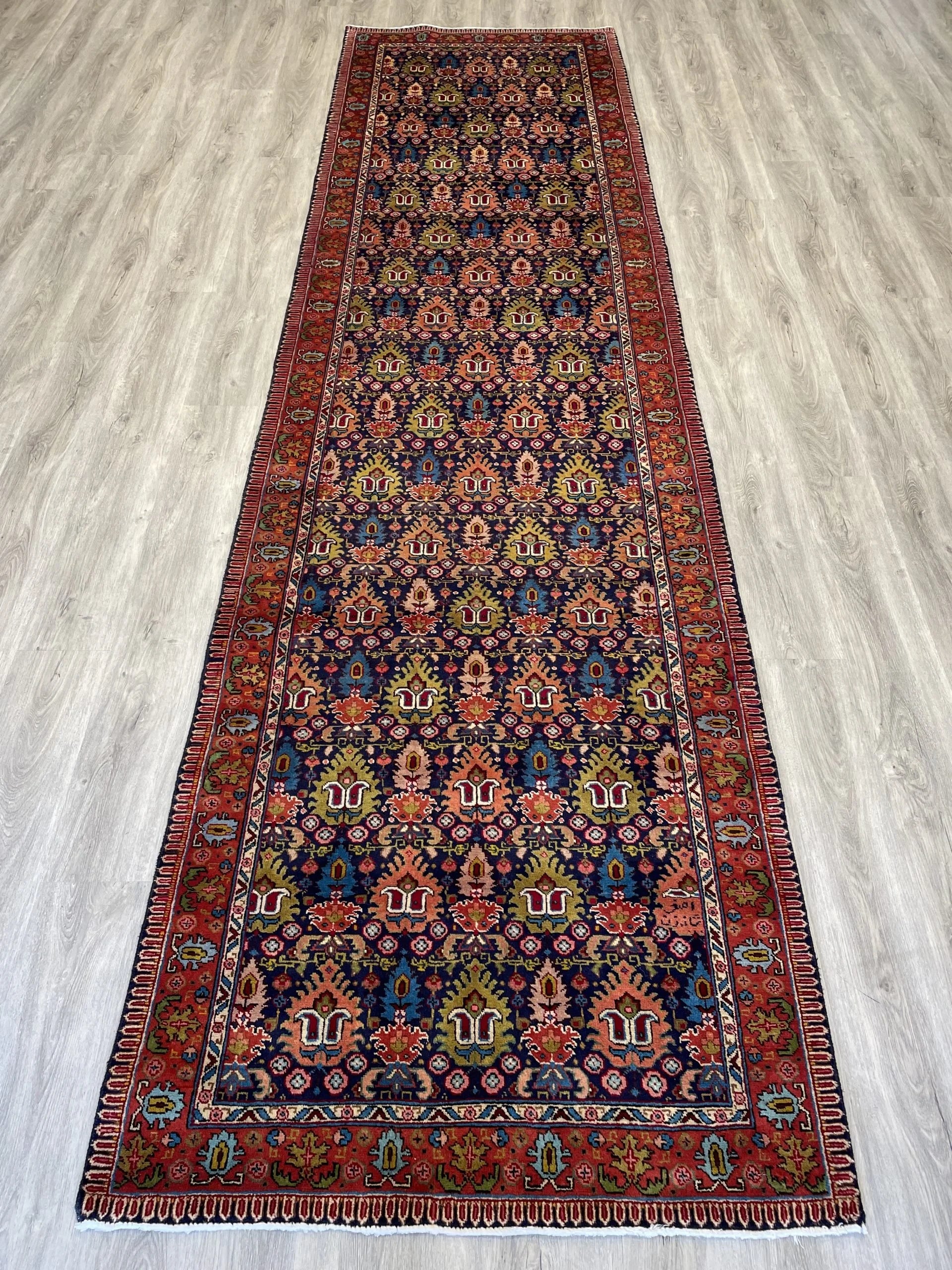 Vintage Tabriz Runner Rug (3'6" x 12'10")