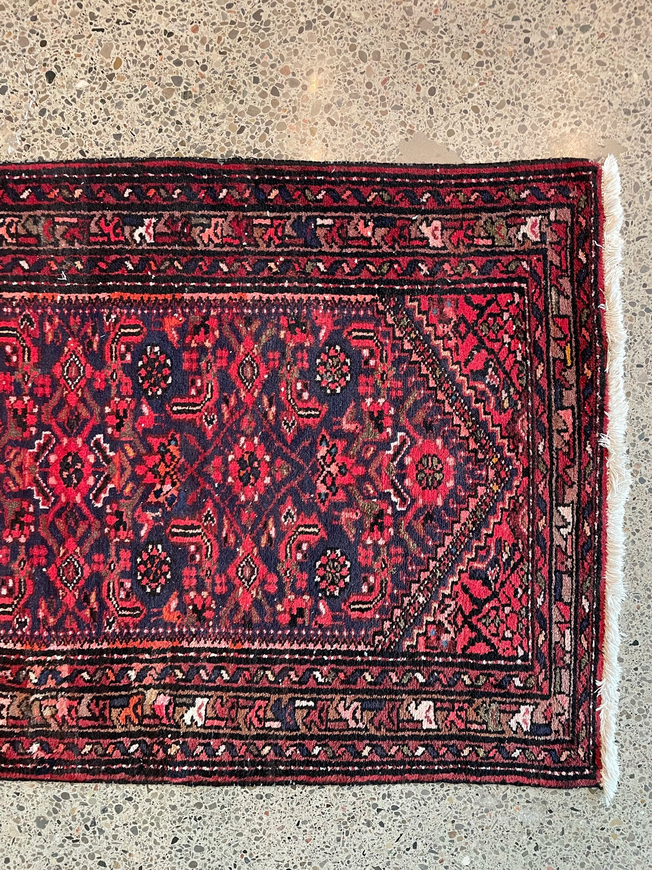 Hamedan Vintage Wool Rug Runner (3'5" x 9'8")