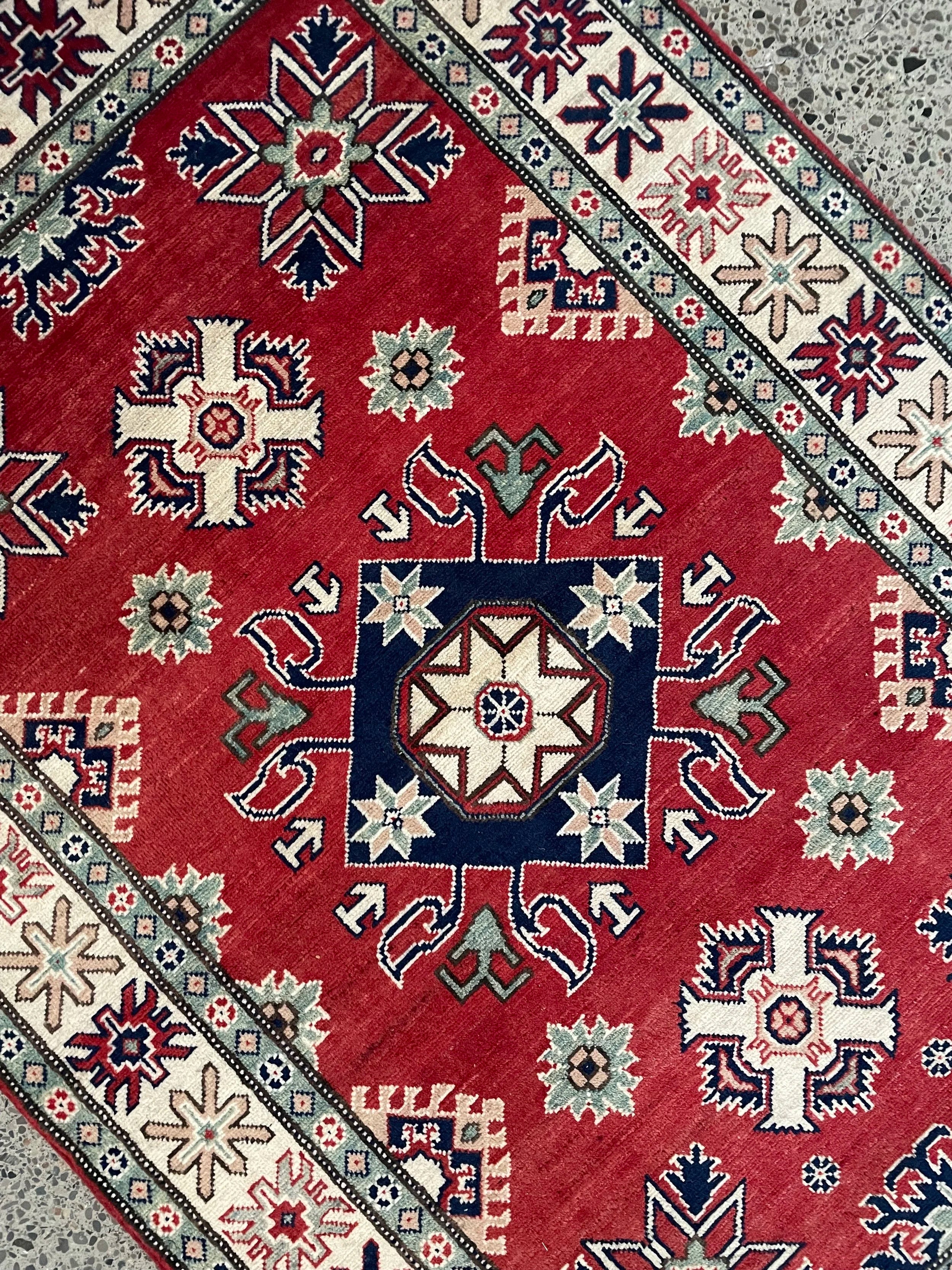 Kazak Wool Rug (4'1" x 6'2")