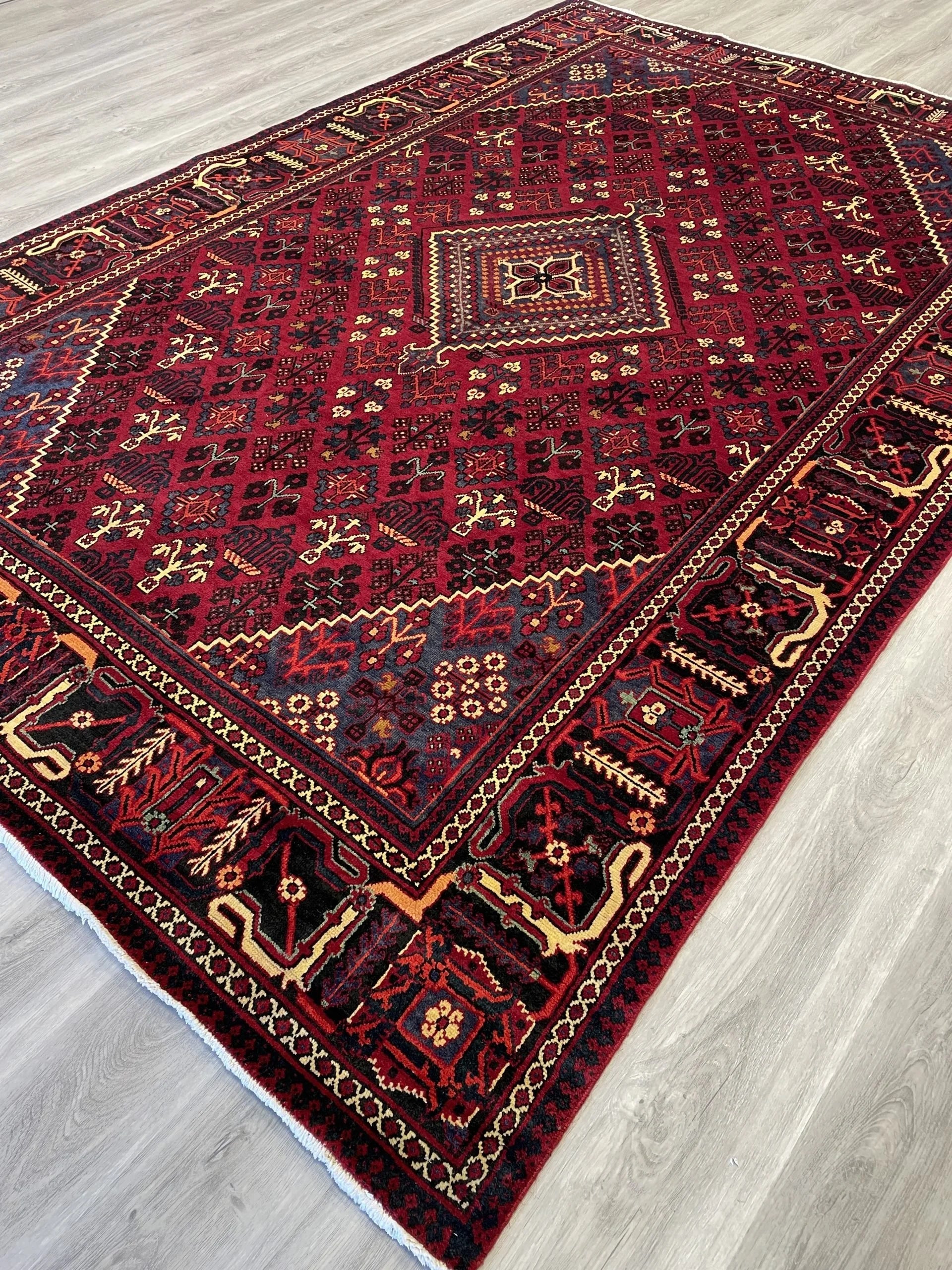 Joshaghan Deep Red Wool Rug (7'0" x 10'4")