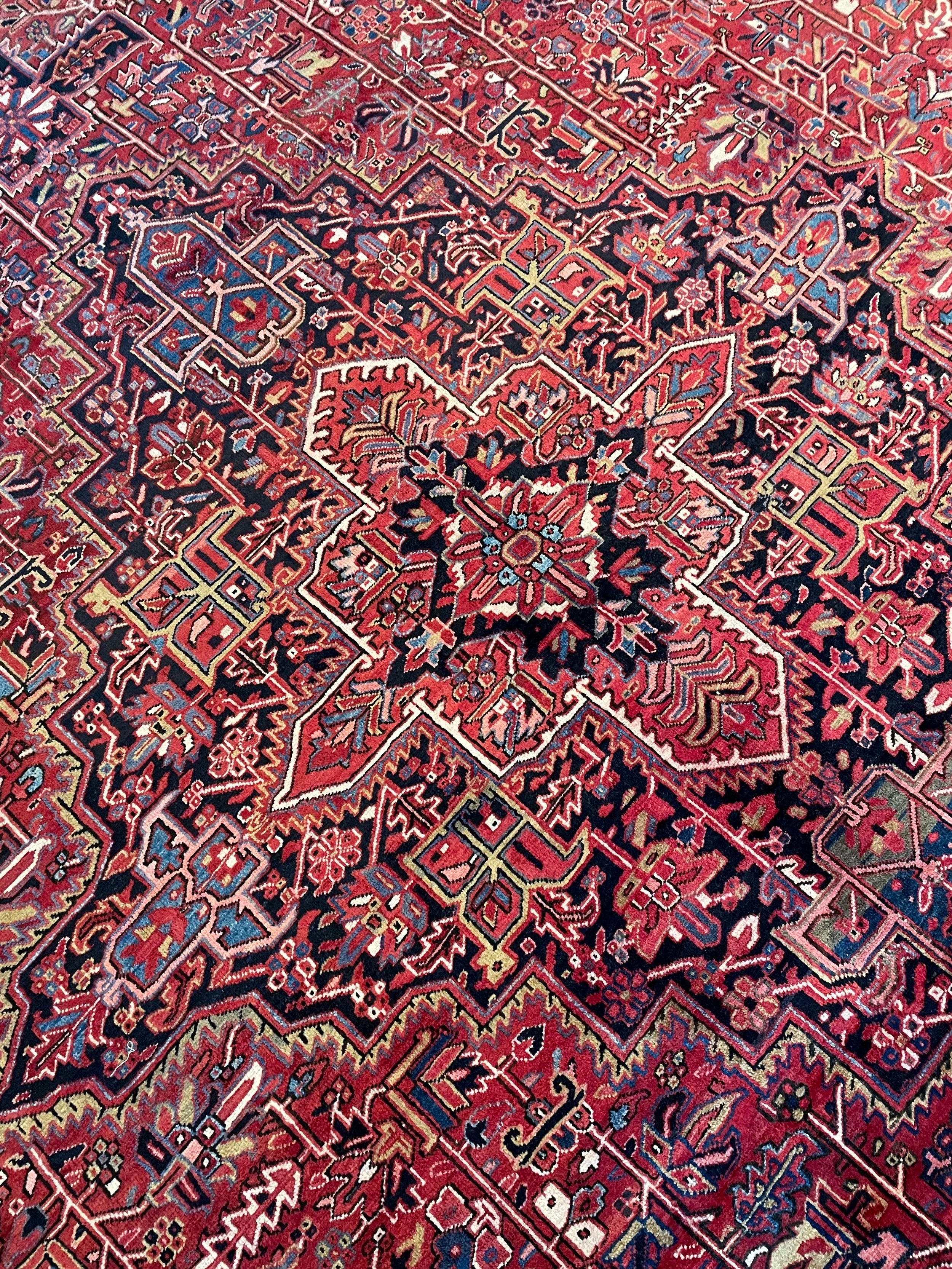 Semi-Antique Wool Heriz Rug (12x15)