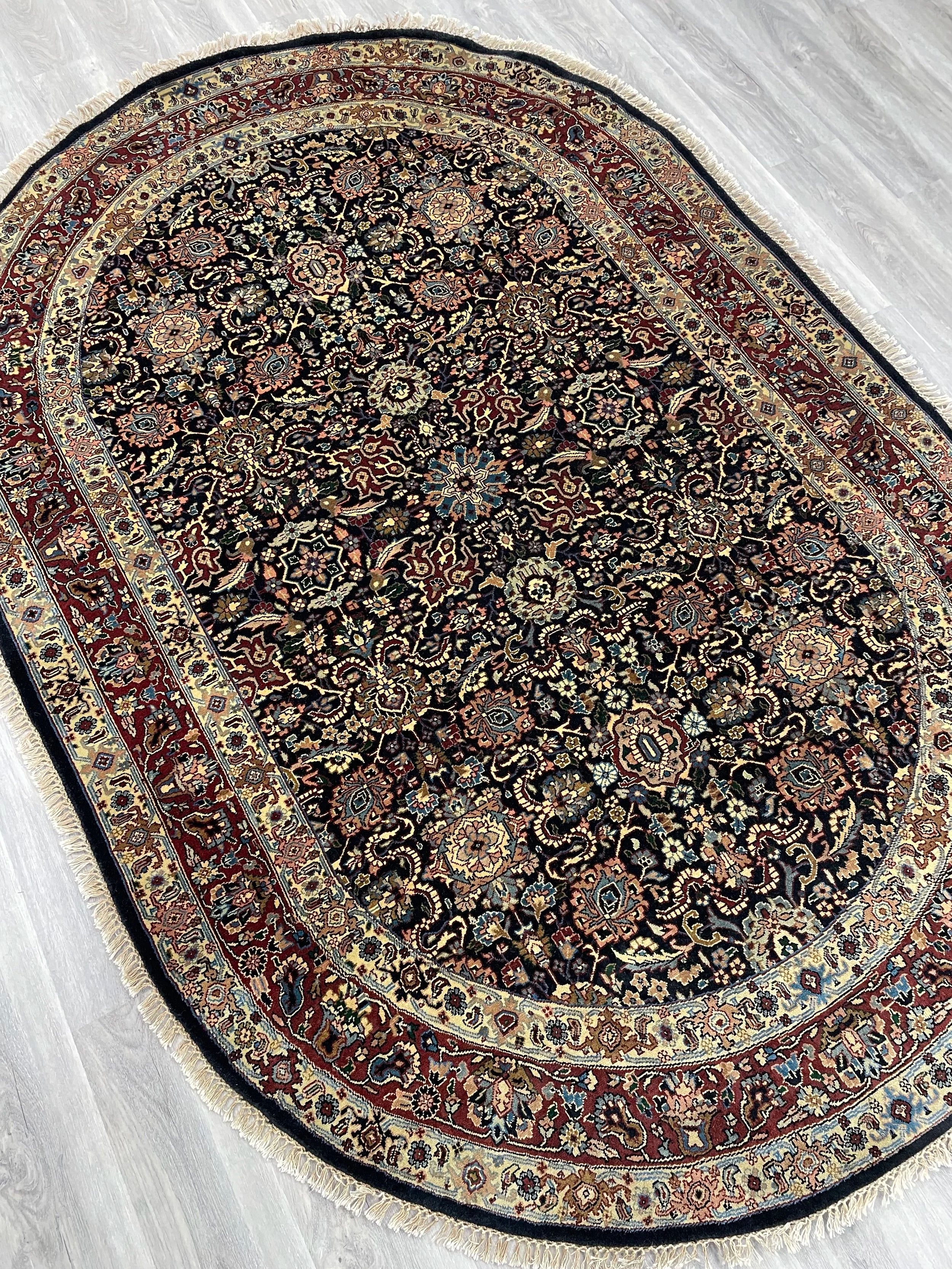 Herati Oval Wool Rug (5'2" x 7'10")