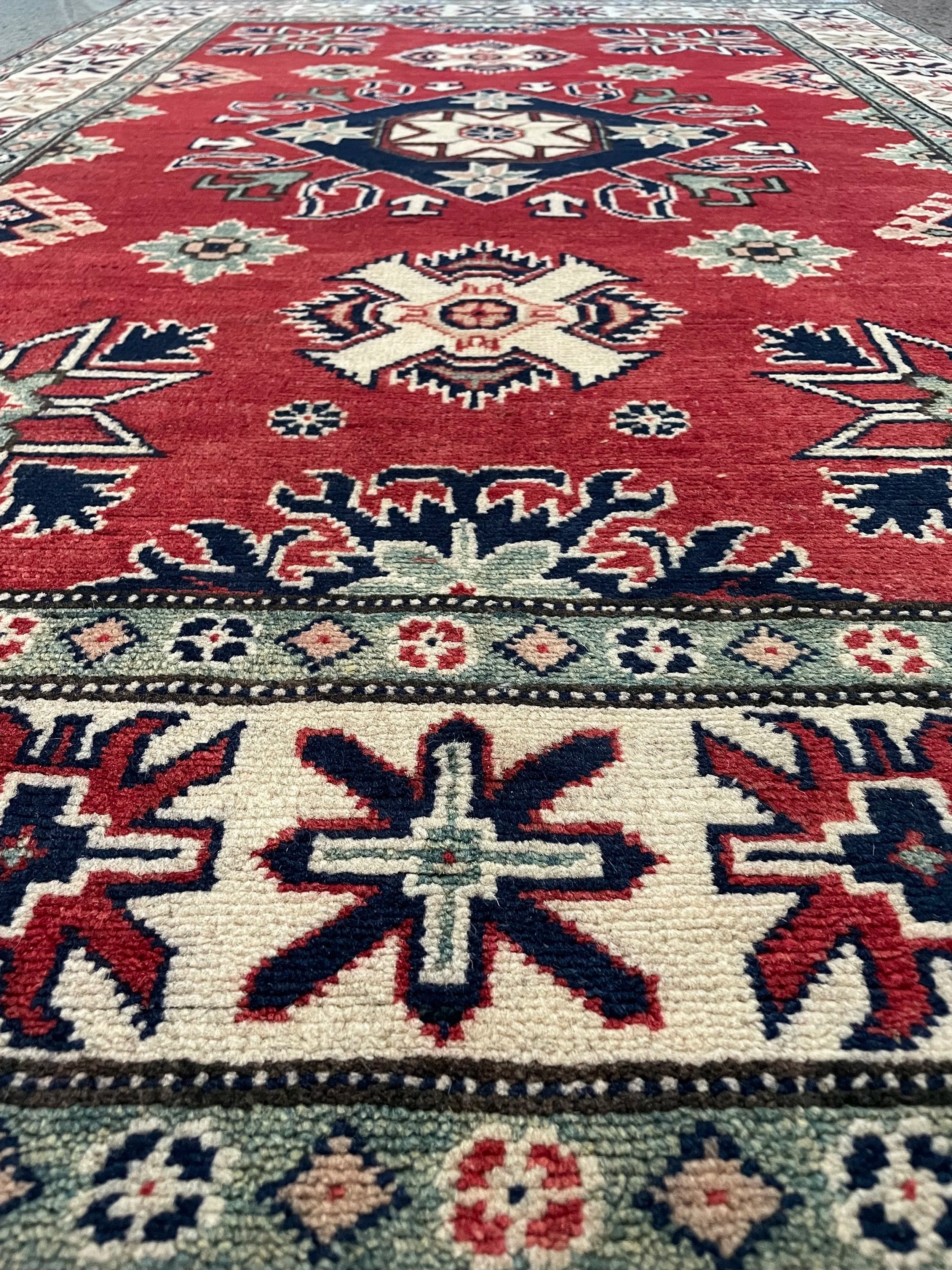 Kazak Wool Rug (4'1" x 6'2")