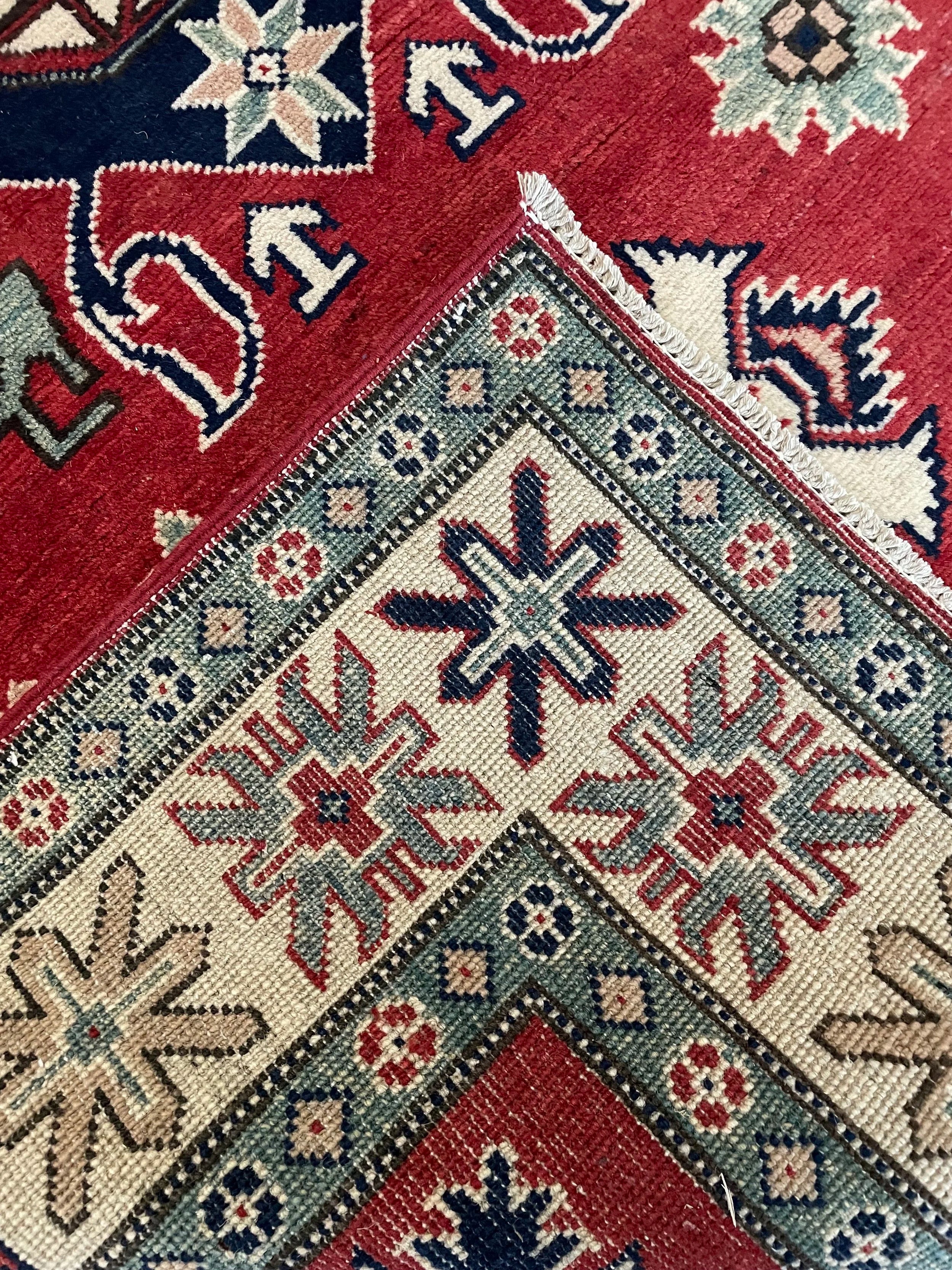 Kazak Wool Rug (4'1" x 6'2")