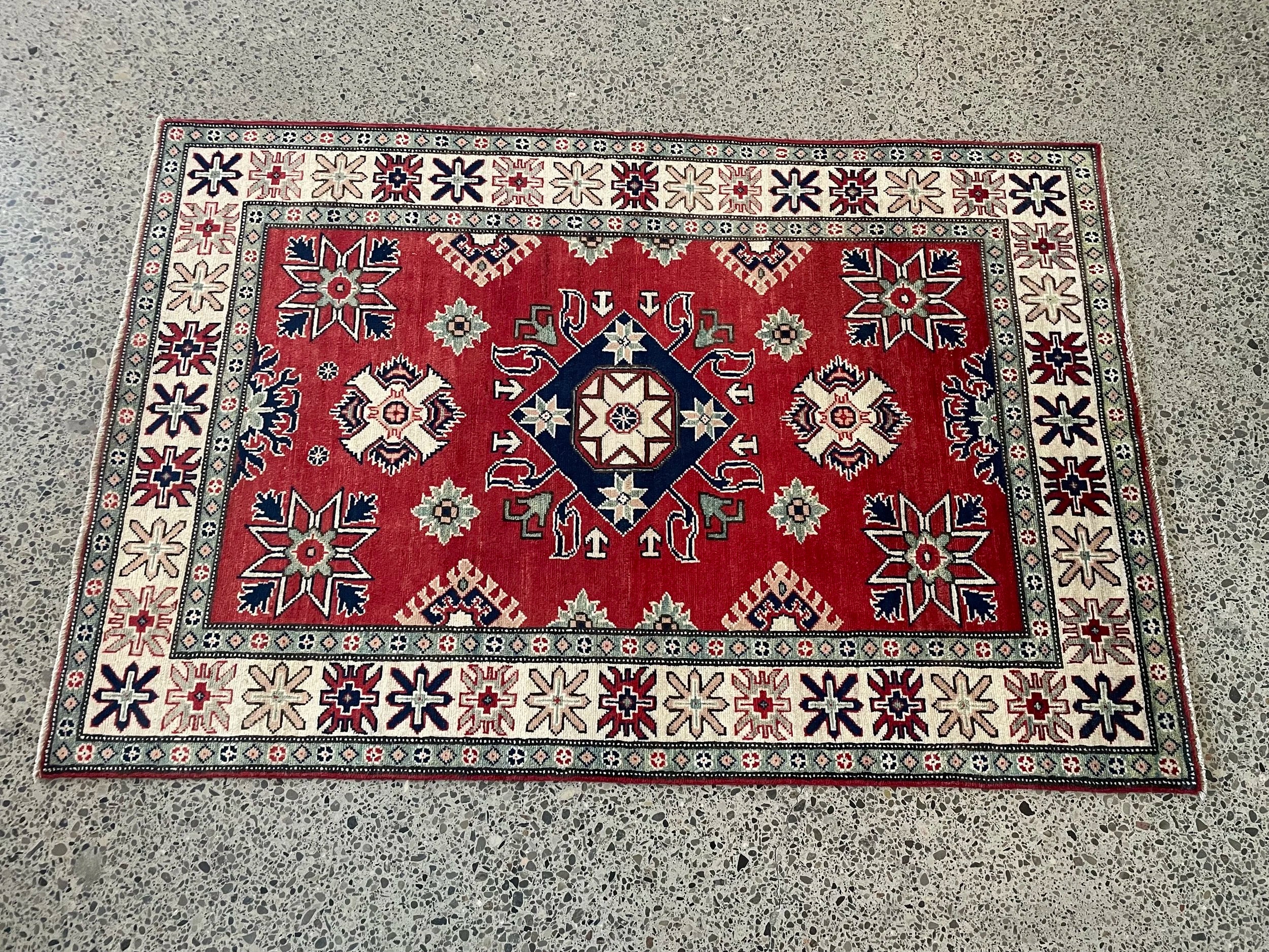 Kazak Wool Rug (4'1" x 6'2")