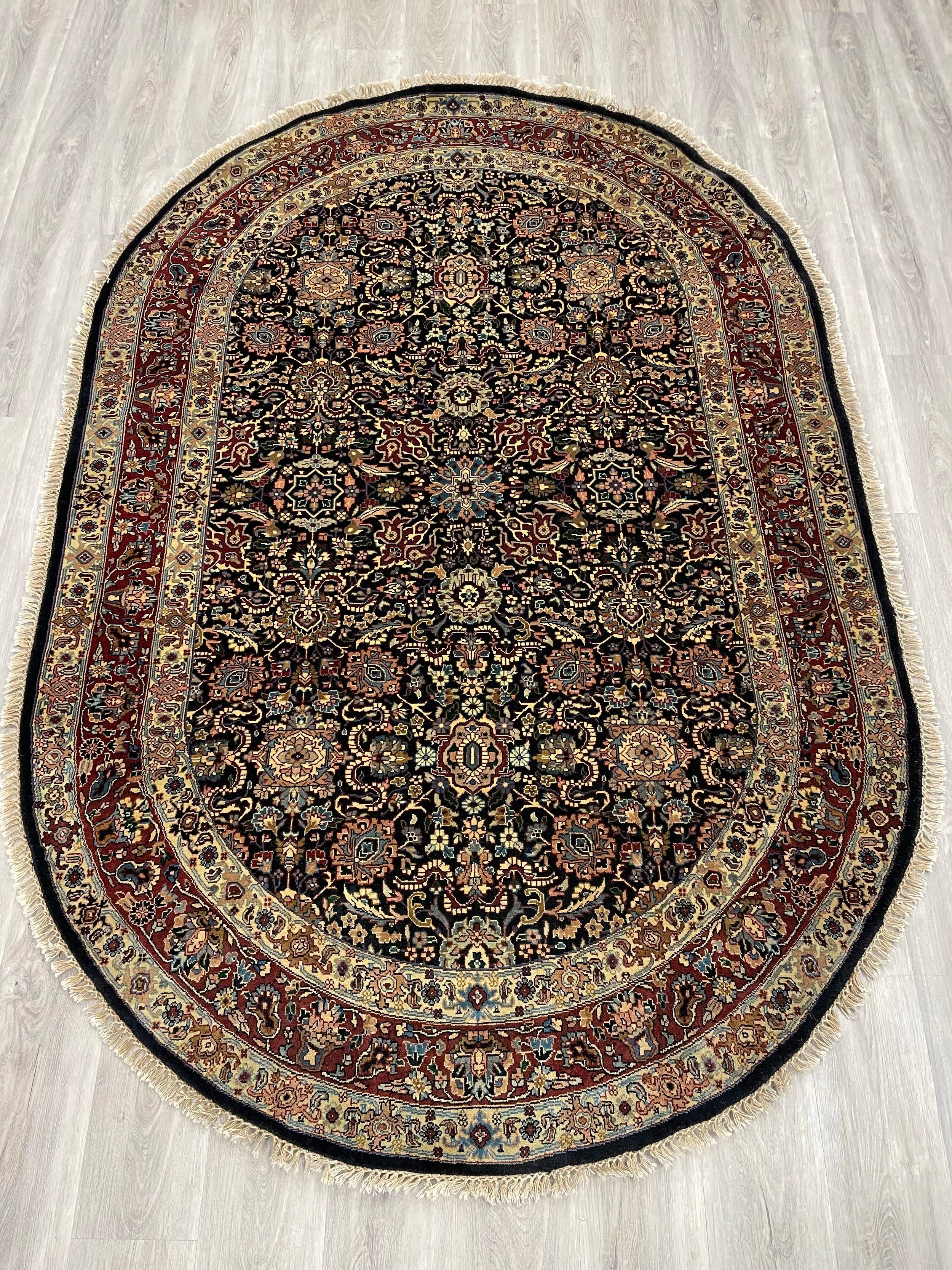 Herati Oval Wool Rug (5'2" x 7'10")