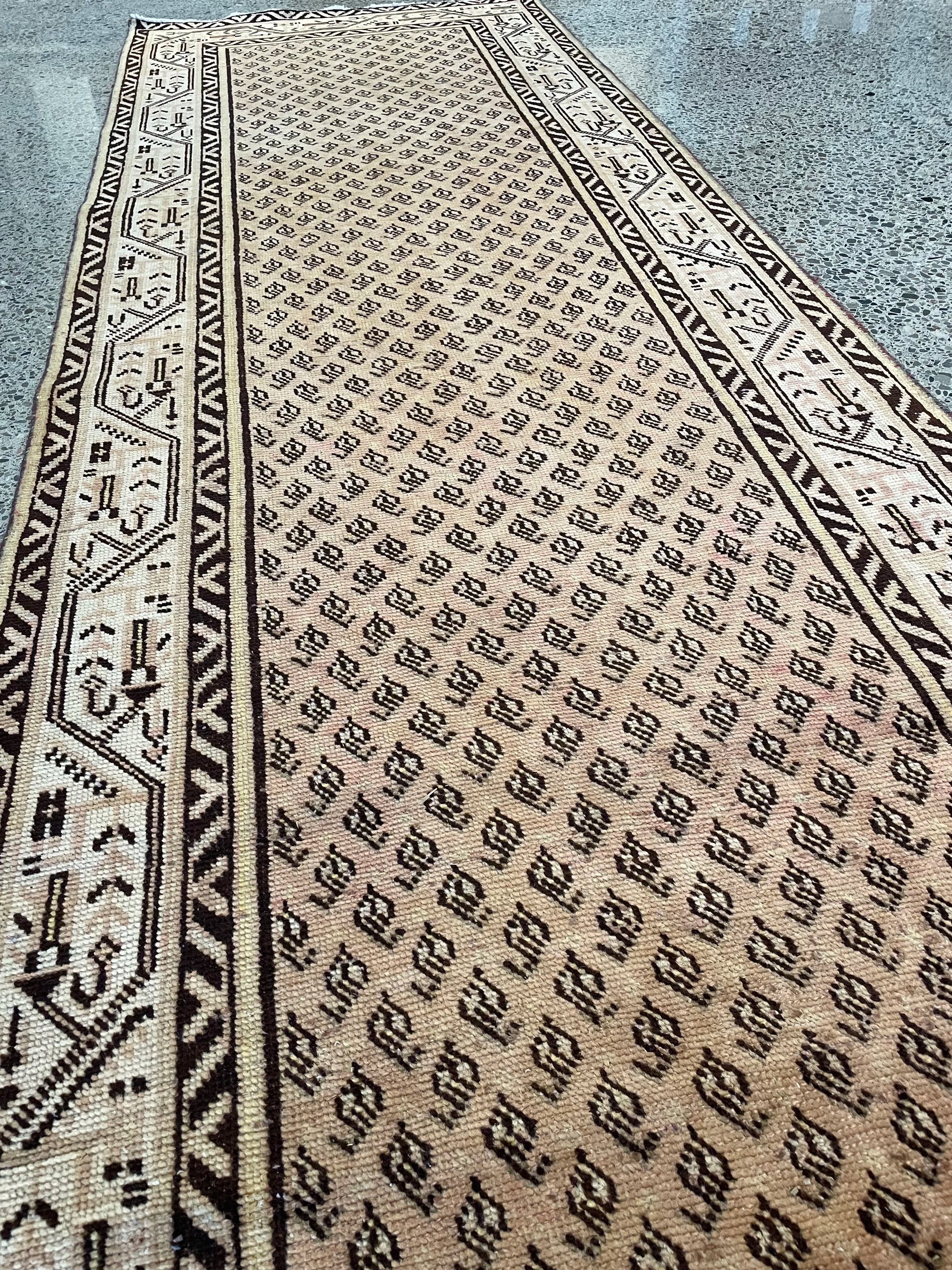 Neutral Vintage Wool Runner Rug (3'4" x 10'0")