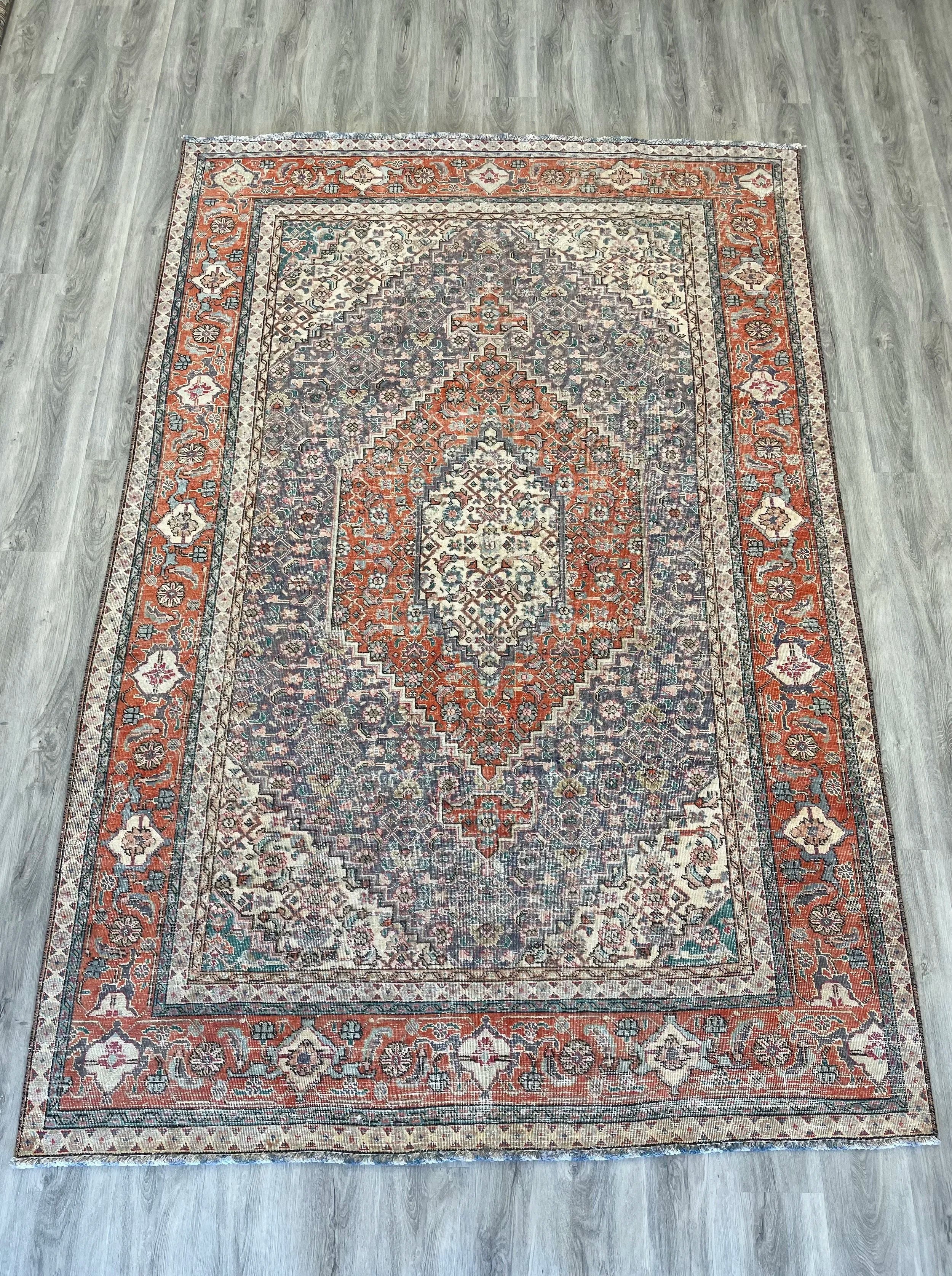 Distressed Vintage Wool Rug (6'4" x 9'5")