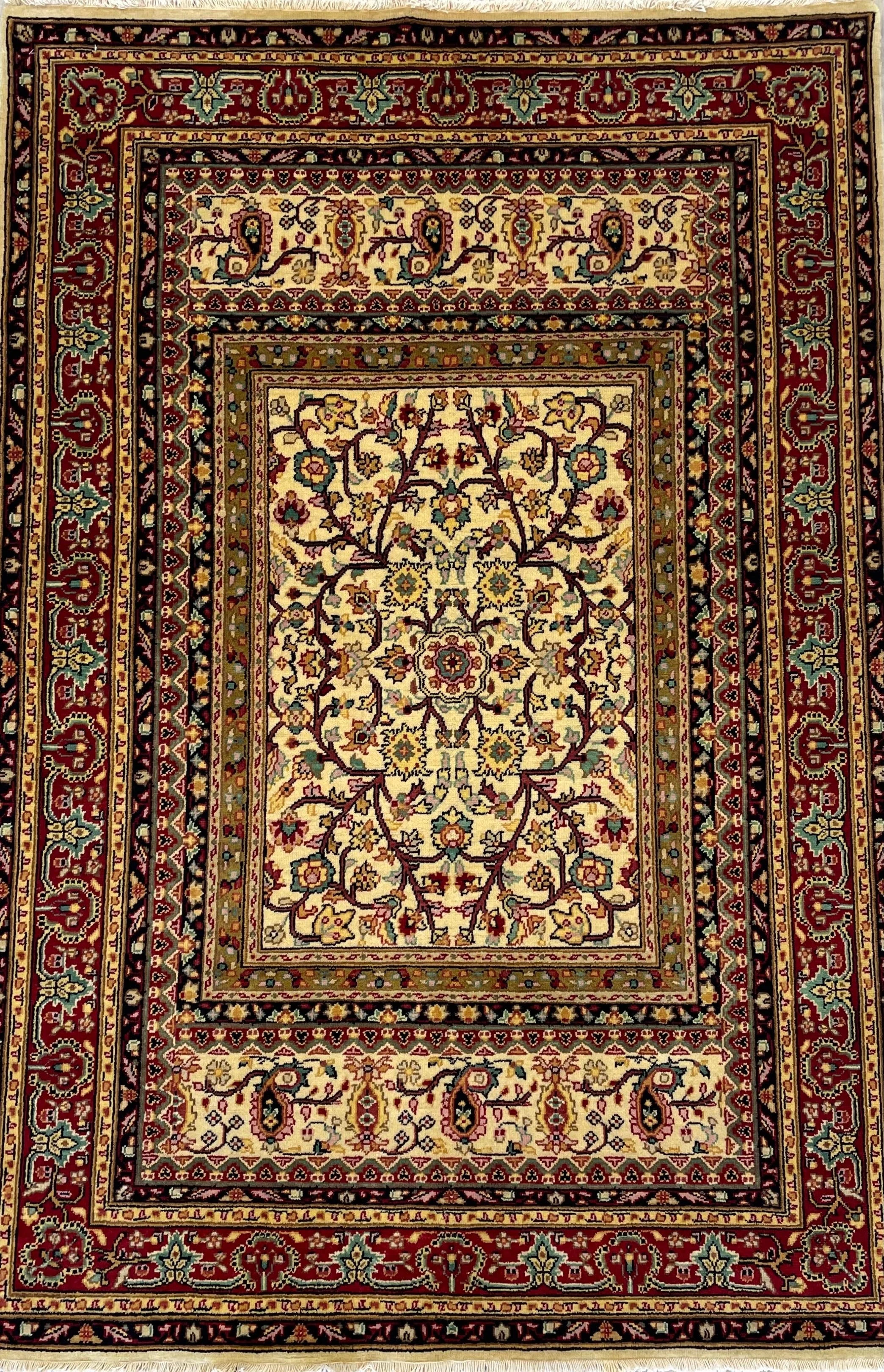 Indo Tabriz Wool Rug (4'0" x 5'11")