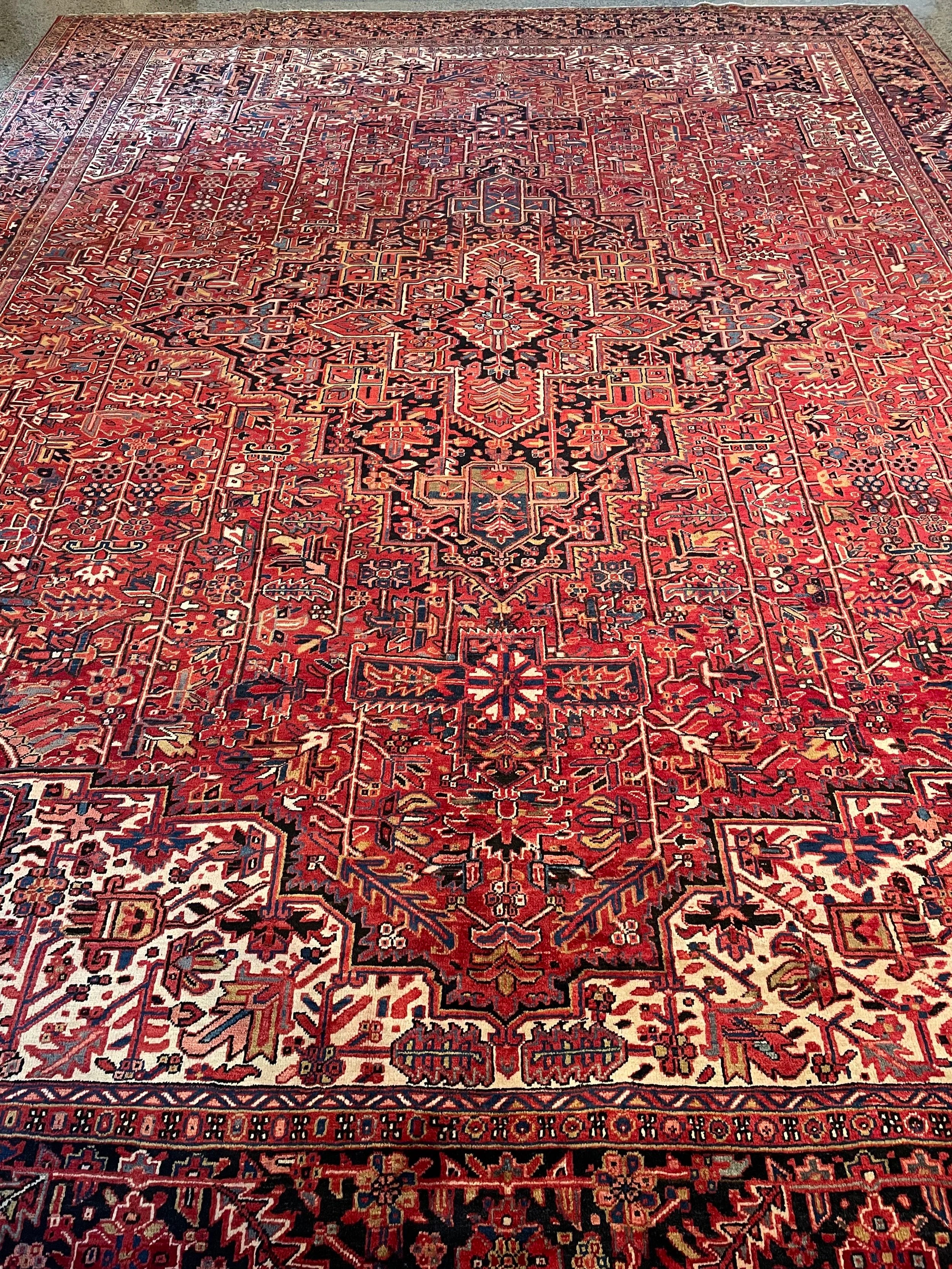 Semi-Antique Wool Heriz Rug (12x15)