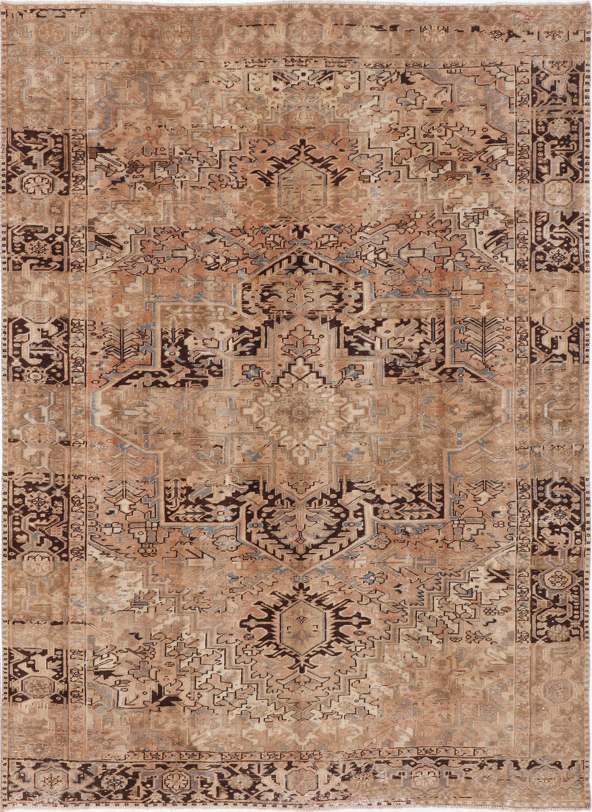 Vintage Neutral Heriz Wool Rug (9'4" x 13'0")