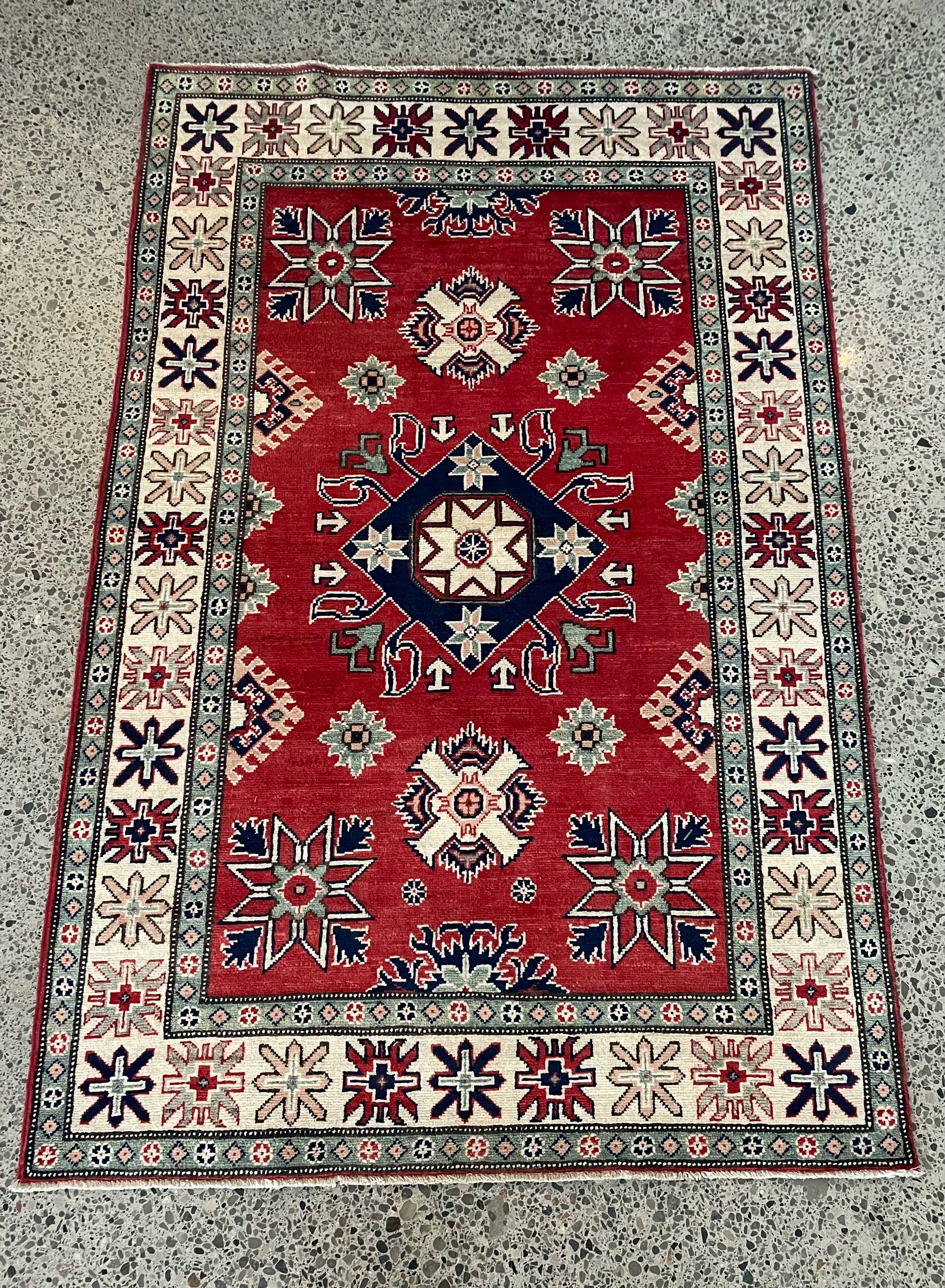 Kazak Wool Rug (4'1" x 6'2")