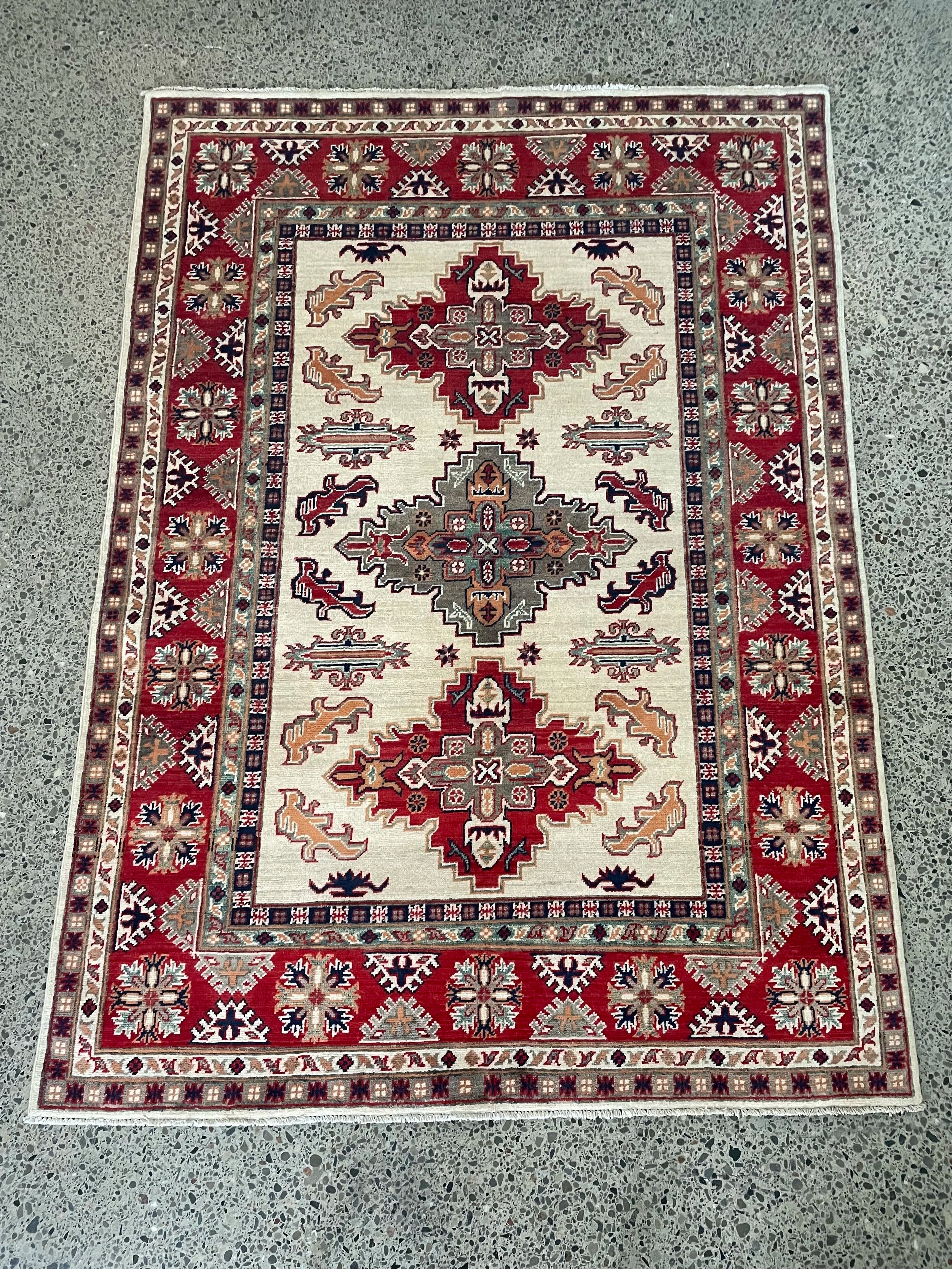 Kazak Wool Rug (4'10" x 6'9")