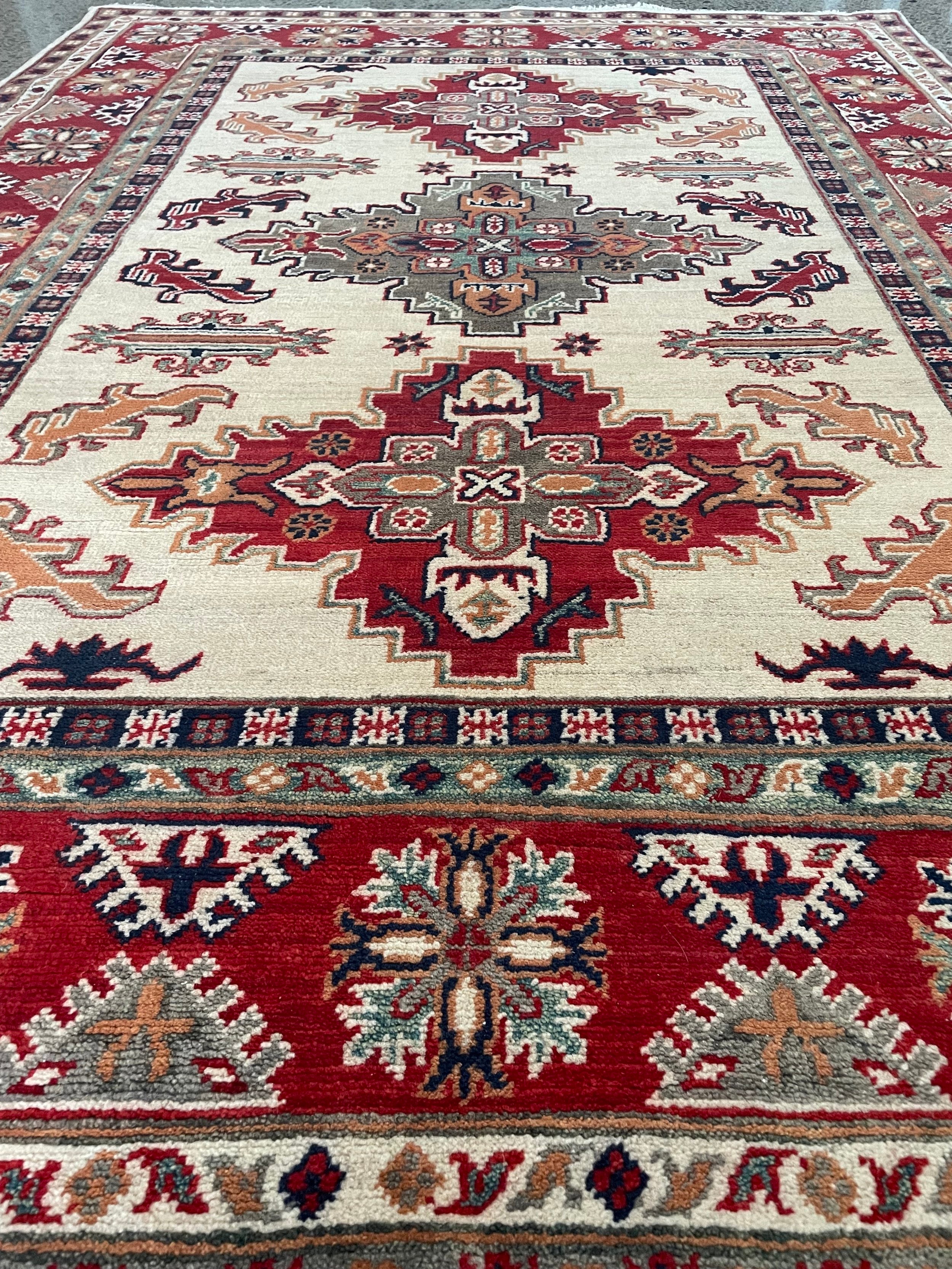 Kazak Wool Rug (4'10" x 6'9")