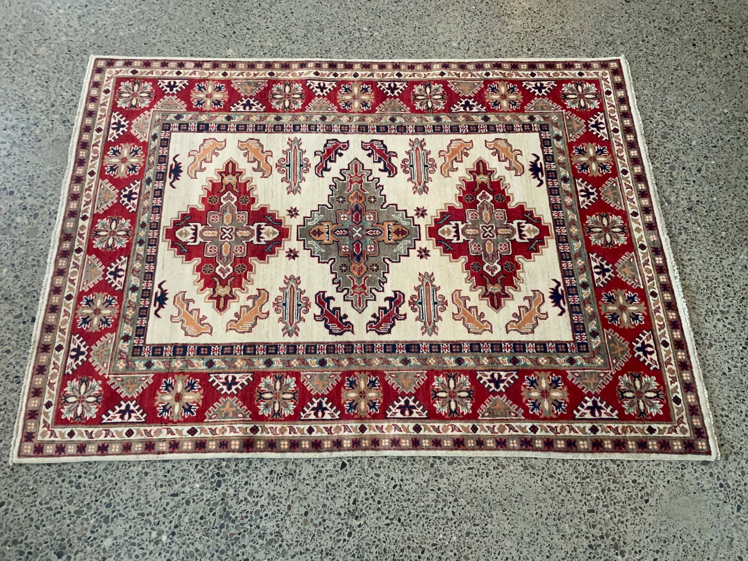 Kazak Wool Rug (4'10" x 6'9")