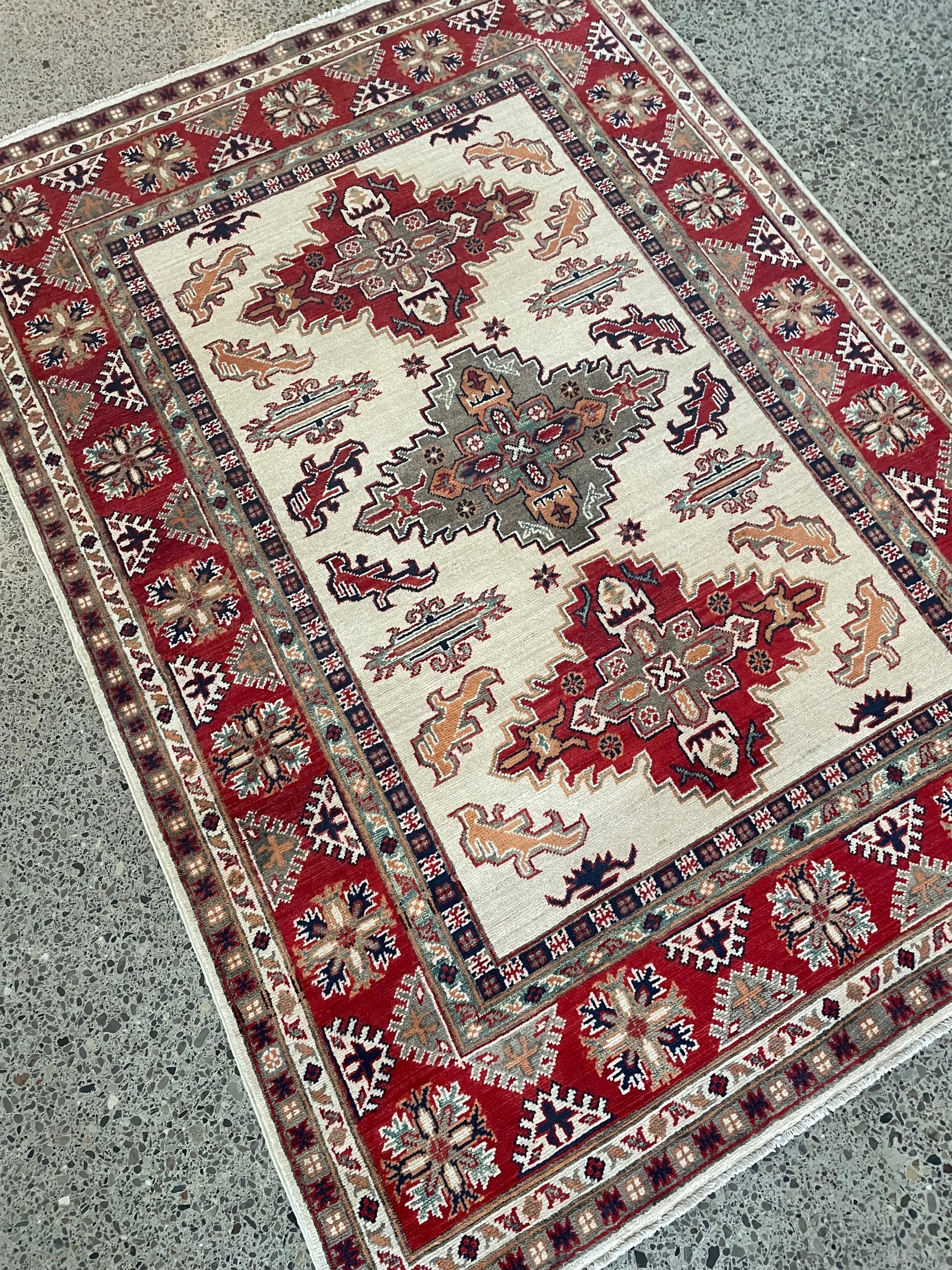 Kazak Wool Rug (4'10" x 6'9")