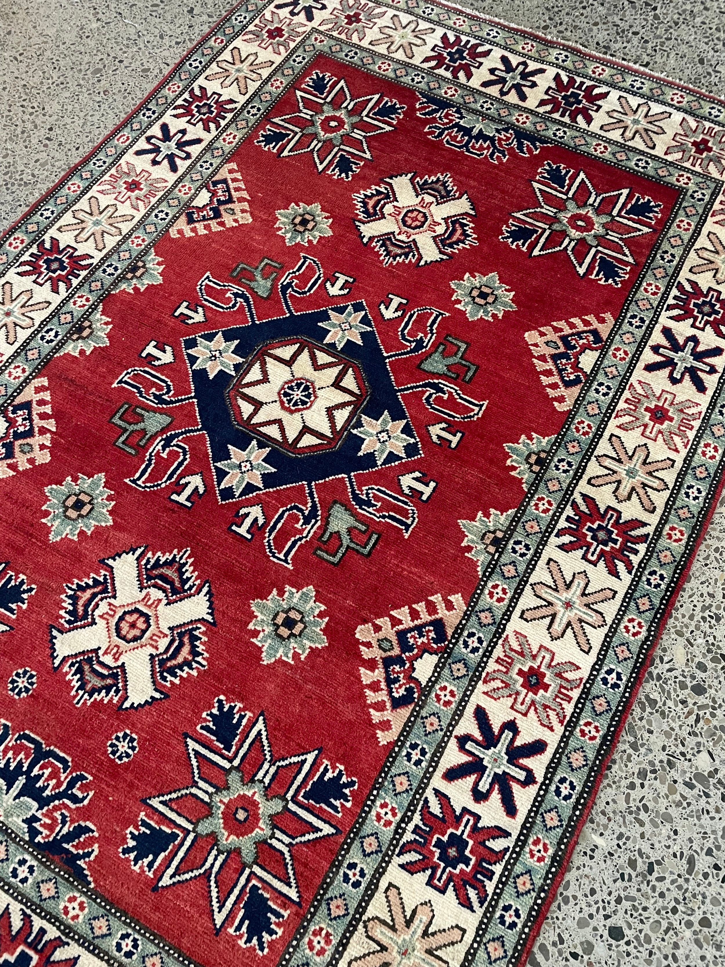 Kazak Wool Rug (4'1" x 6'2")