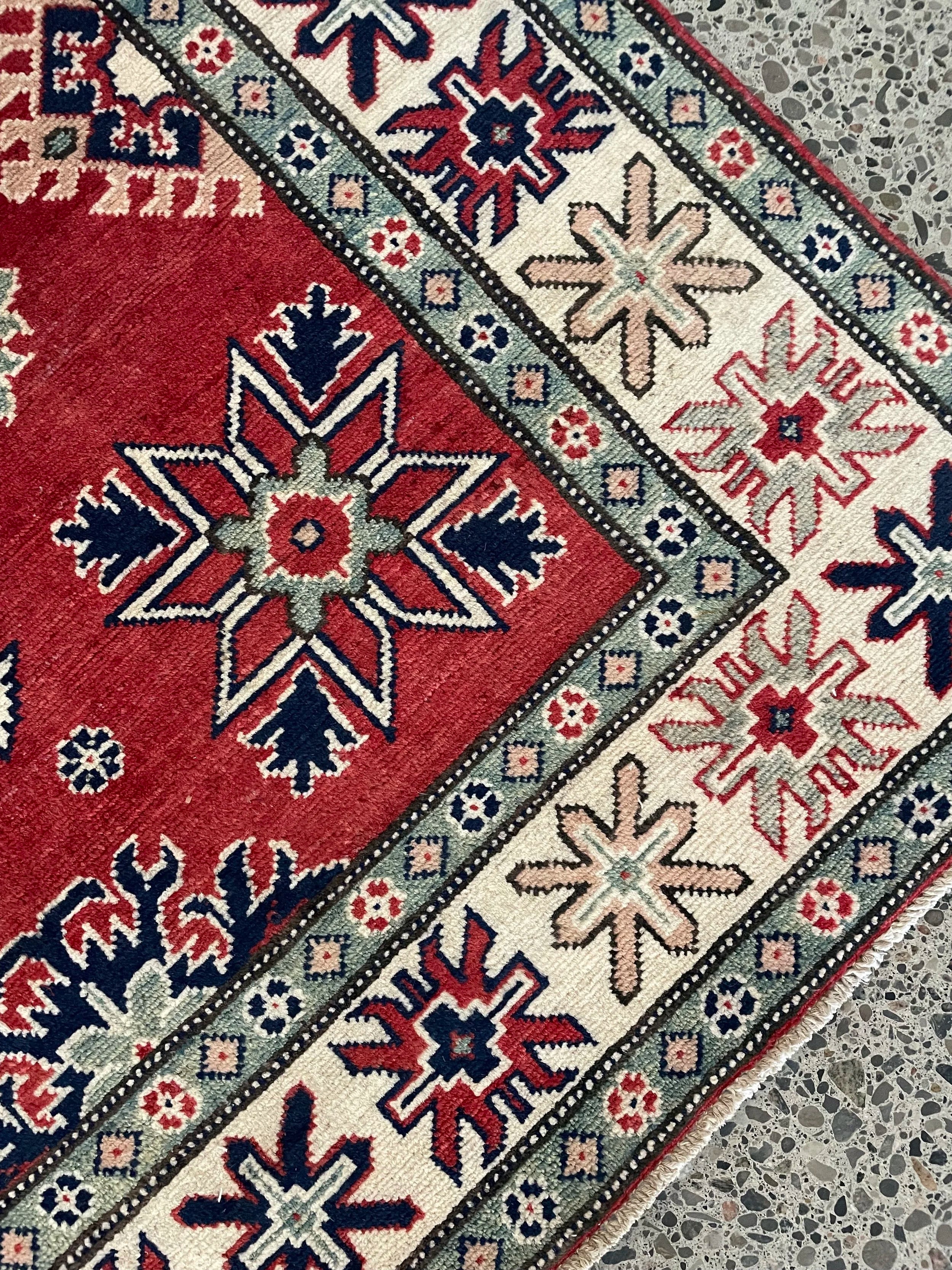 Kazak Wool Rug (4'1" x 6'2")
