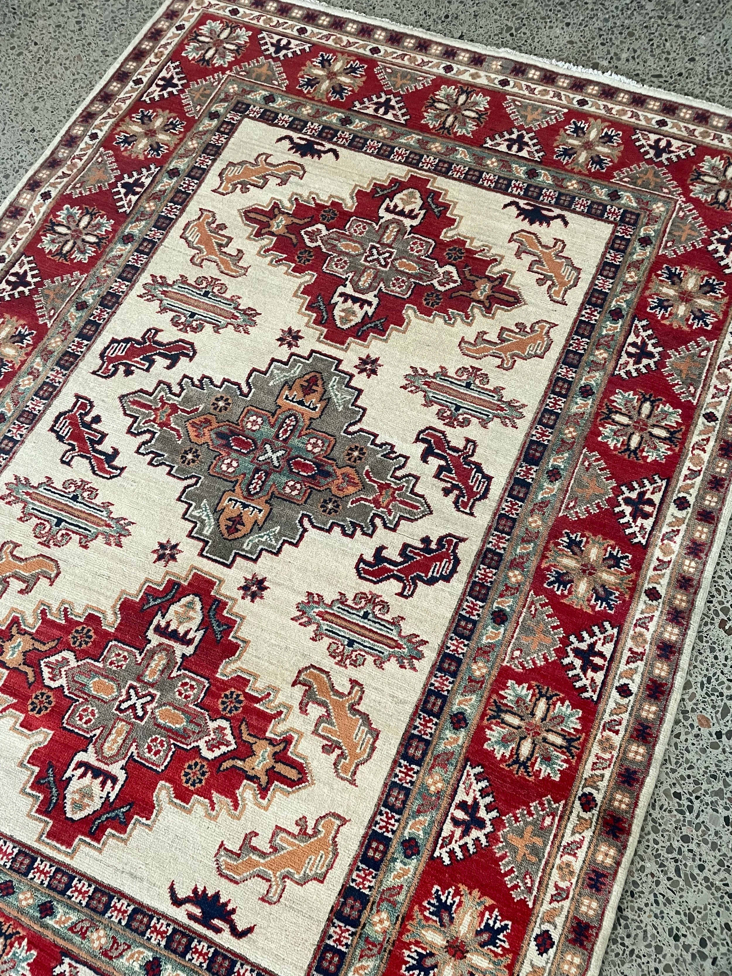 Kazak Wool Rug (4'10" x 6'9")