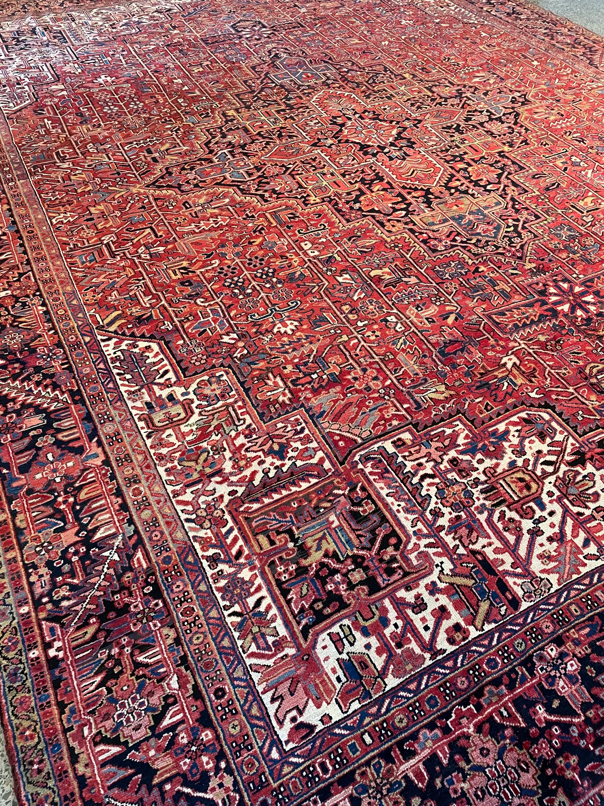 Semi-Antique Wool Heriz Rug (12x15)