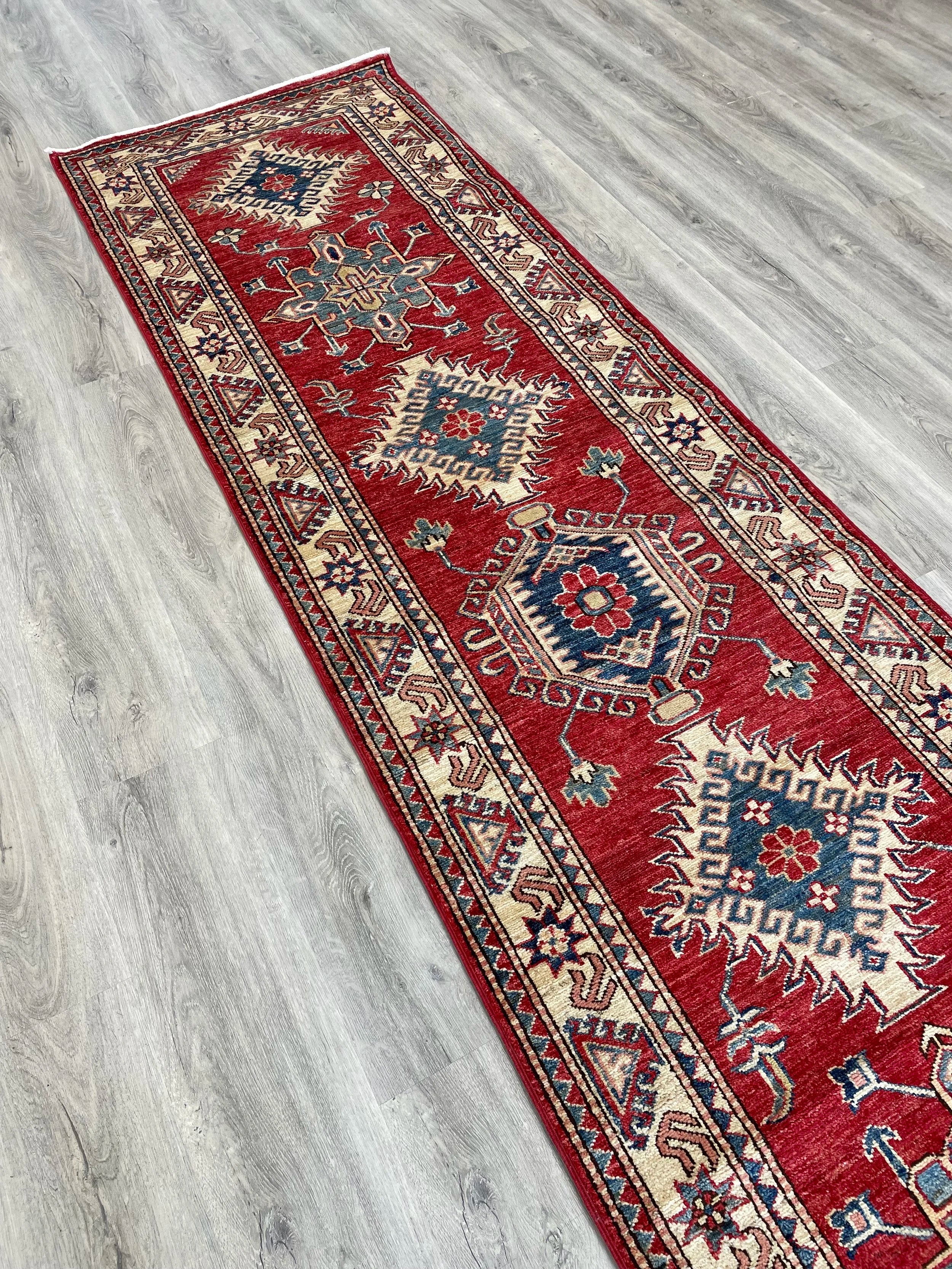 Contemporary Tribal Wool Runner Rug (2'6" x 10'2")